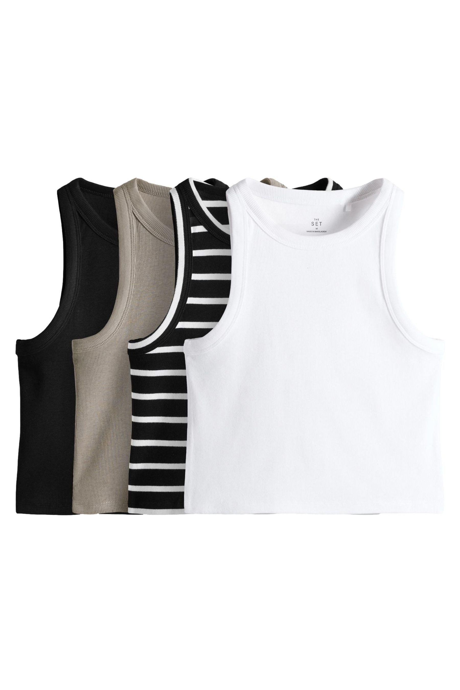 T-Shirt 4er-Pack The Set Trägertops mit Ringerrücken