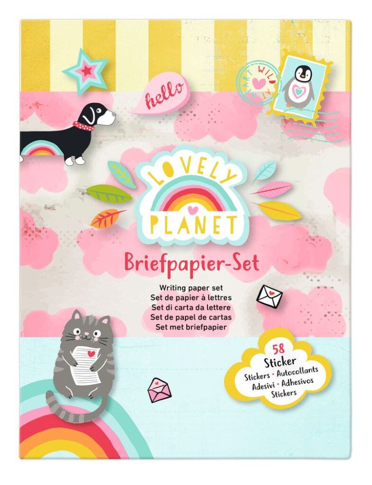 Moses. Verlag Briefpapier Lovely Planet Briefpapier-Set Kinder 20 Bögen 20 Umschläge 58 Sticker