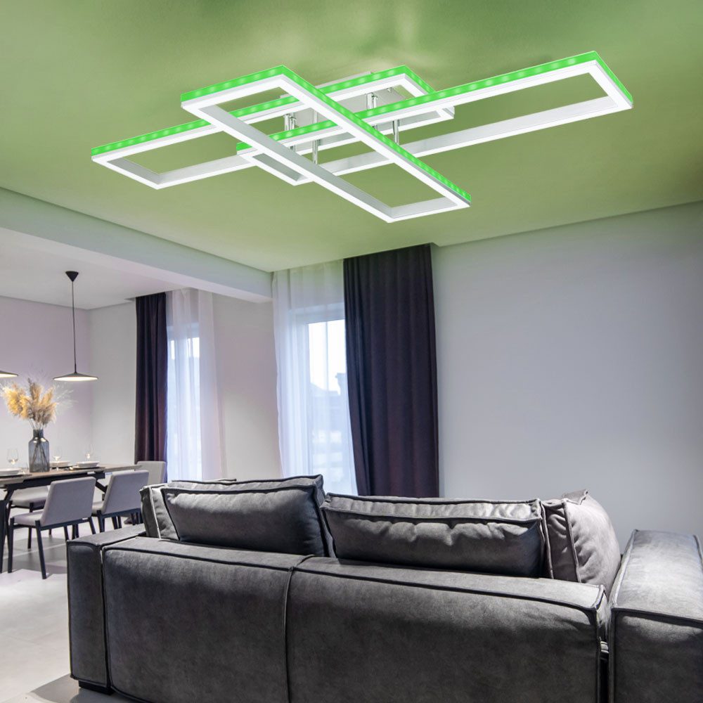 GLOBO LIGHTING LED Deckenleuchte, LED-Leuchtmittel fest verbaut, Kaltweiß, Warmweiß, Neutralweiß, Tageslichtweiß, Farbwechsel, LED Deckenlampe Wohnzimmerleuchte dimmbar RGB Fernbedienung L 100 cm