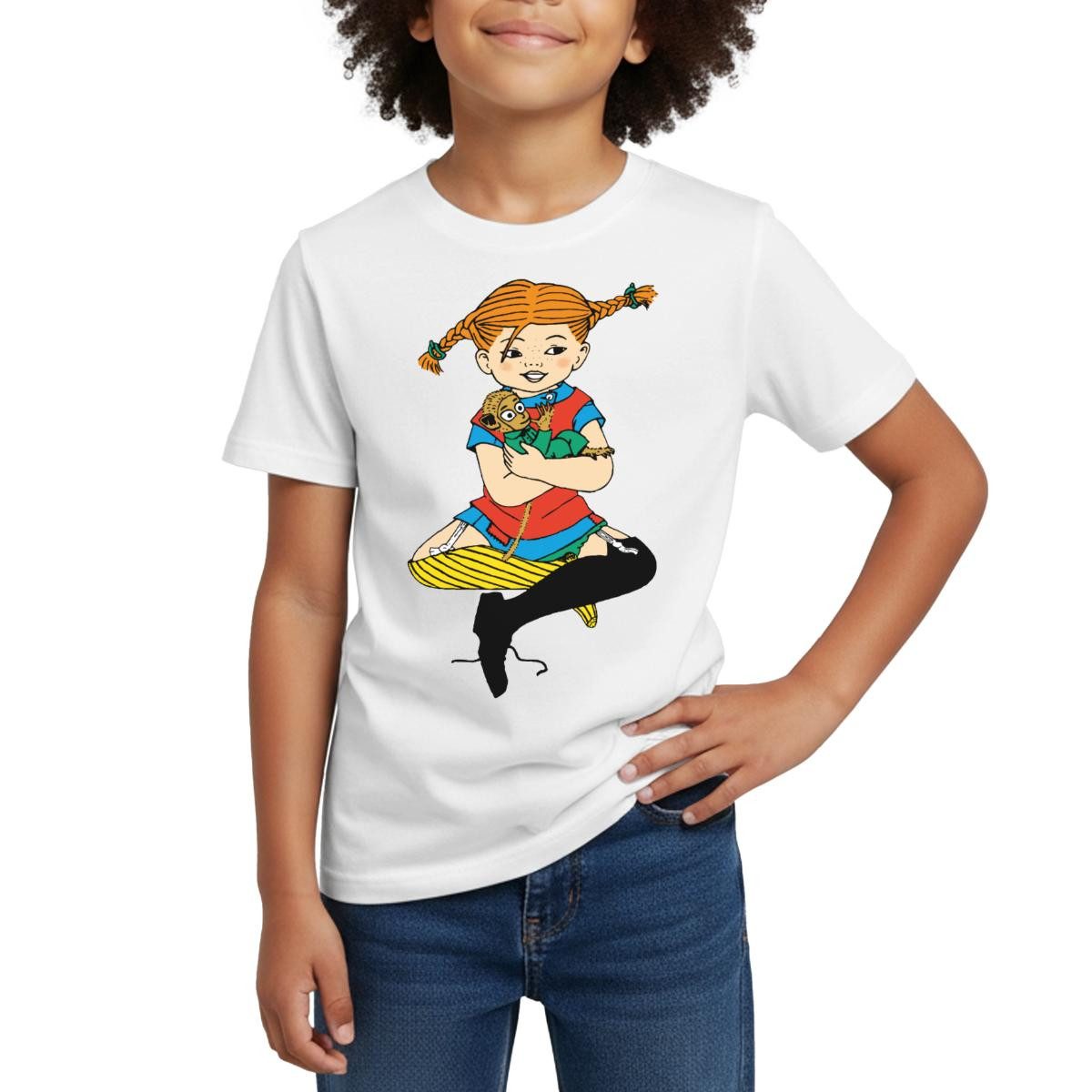 Spreadshirt T-Shirt Pippi Langstrumpf Zusammen Mit Herr Nilsson Kinder T-Shirt (1-tlg)