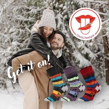 Chili Lifestyle Strümpfe Thermo Color Socken, 6 Paar, für Herren und Damen, Winter farbig bunt