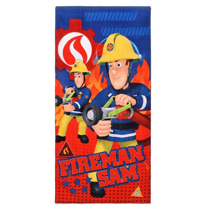 Fireman Sam Duschtuch Kinder Badetuch Strandtuch 70 x 140 cm blau/rot