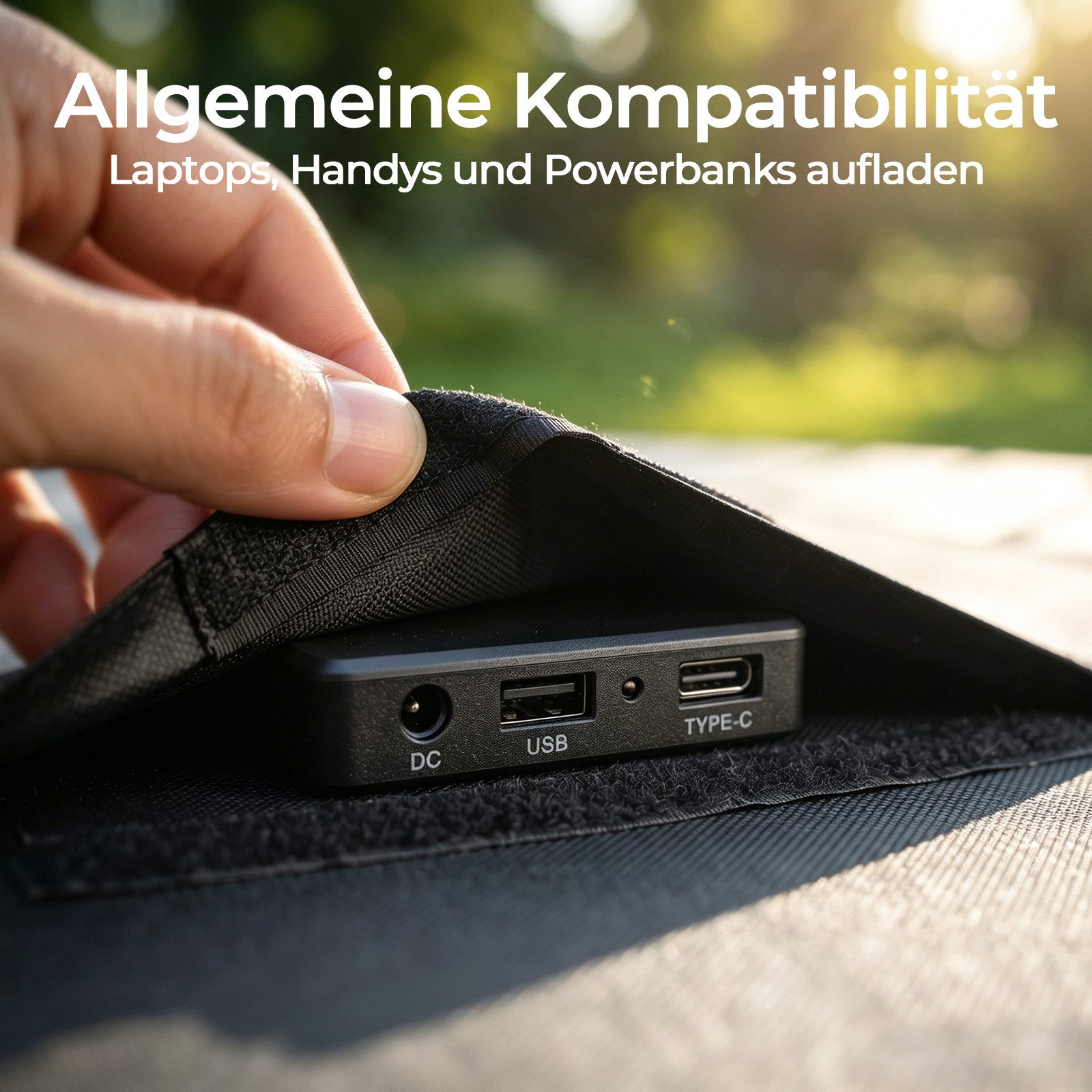 Rhein Beleuchtung Solarmodul 100W Solarpanel faltbar – Tragbares Solarmodul mit 3-fach Faltung, 100 W, monokristallines Silizium, (1-St., Für Powerstation, Camp – Bild 5 von 5