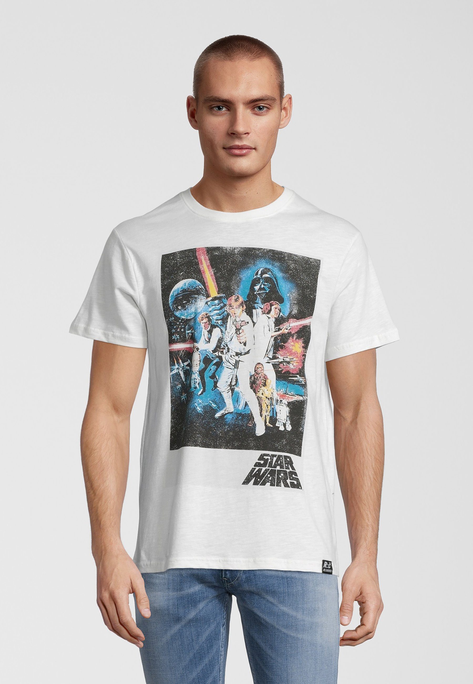 Recovered T-Shirt Star Wars Classic New Hope Poster GOTS zertifizierte Bio-Baumwolle Weiß