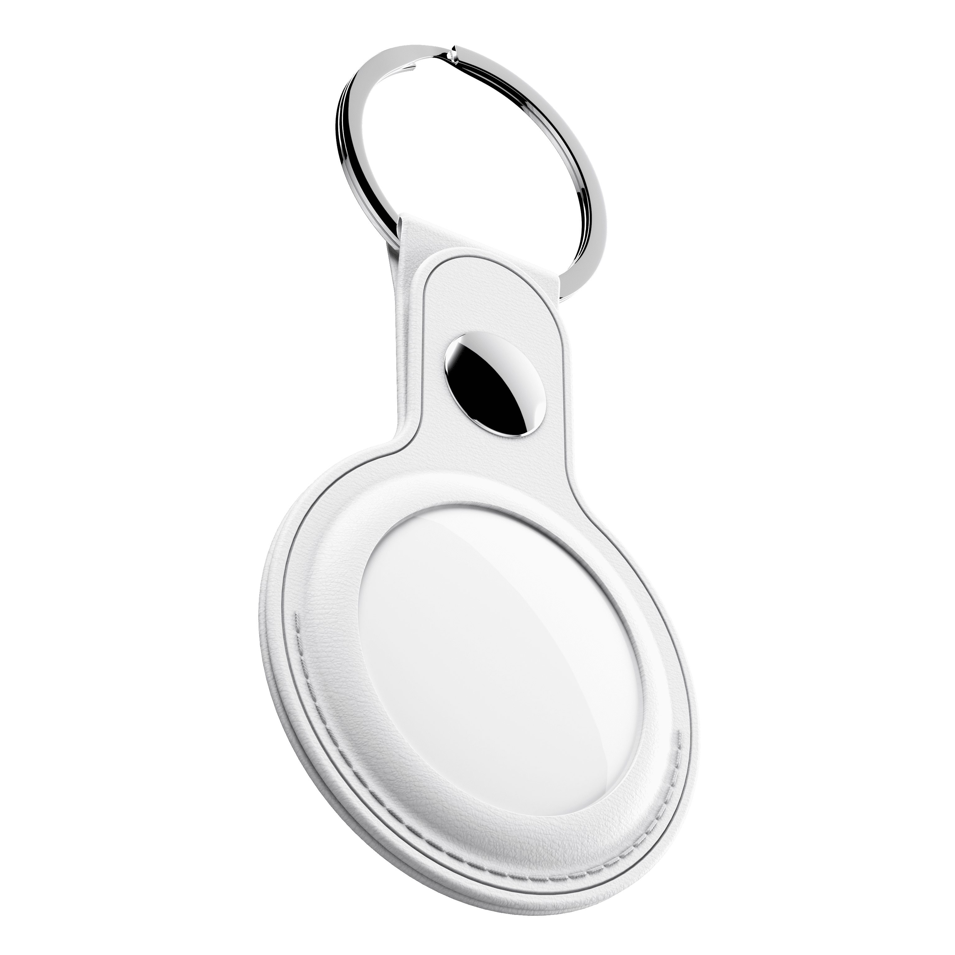Beliebte Nr. 1 KeyBudz Schlüsselanhänger AirTag Schlüsselanhänger aus Leder weiß