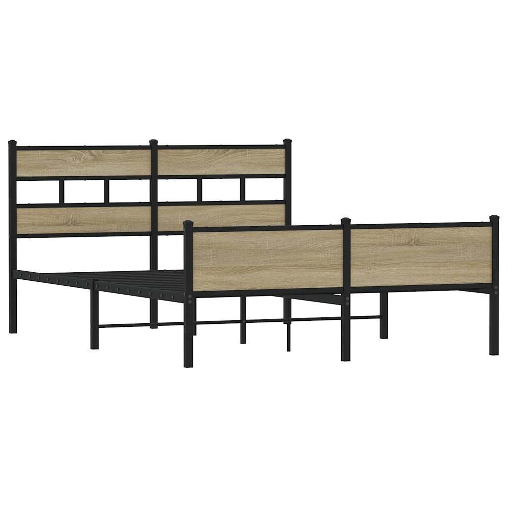 vidaXL Bett Metallbett ohne Matratze Sonoma-Eiche günstig online kaufen