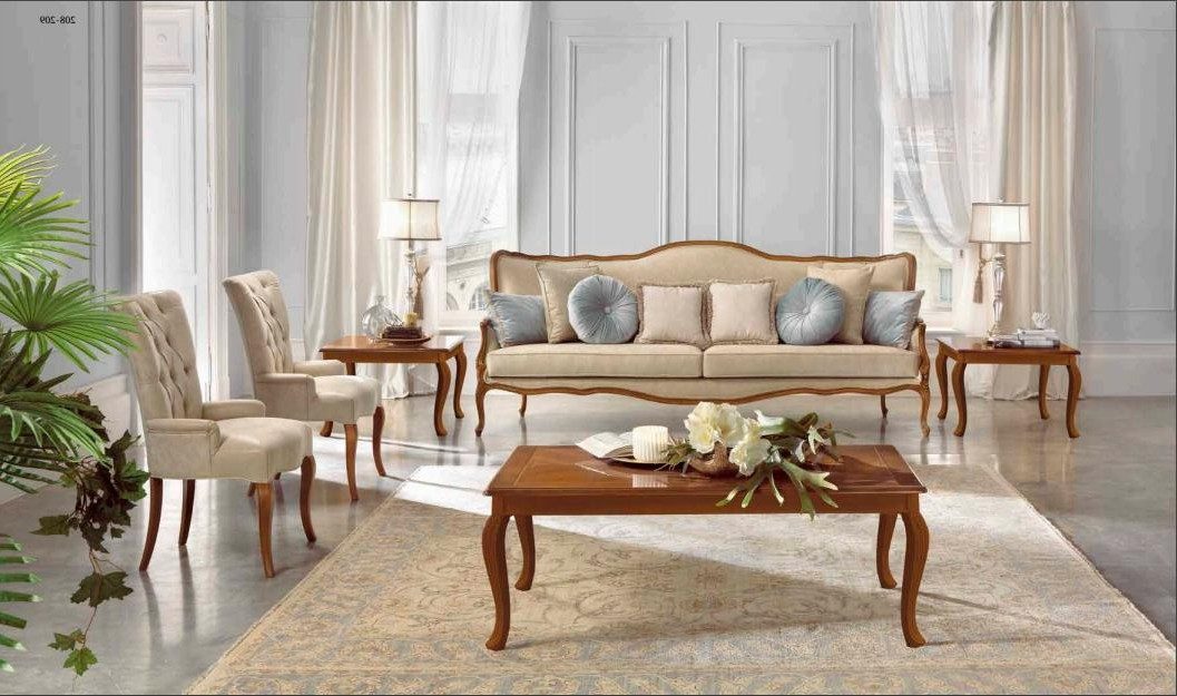 Xlmoebel Polstergarnitur 6tlg. Sofagarnitur mit Sessel und Couchtisch aus Holz, (1-tlg), Made in Europa