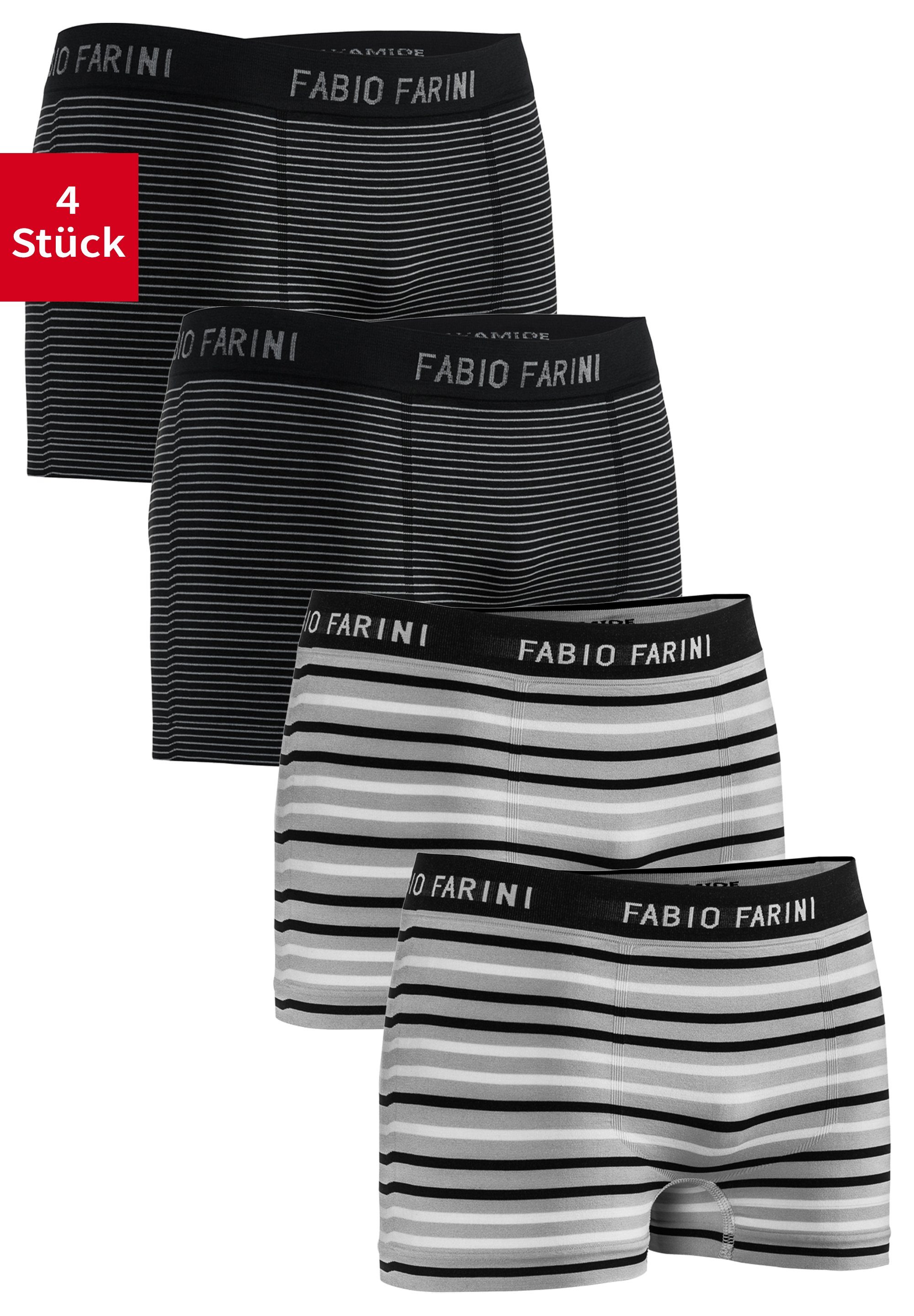 Fabio Farini Boxershorts Herren Unterhosen - Männer Retroshorts aus weicher  Microfaser (4-St) im sportlichen Look mit Logoschriftzug