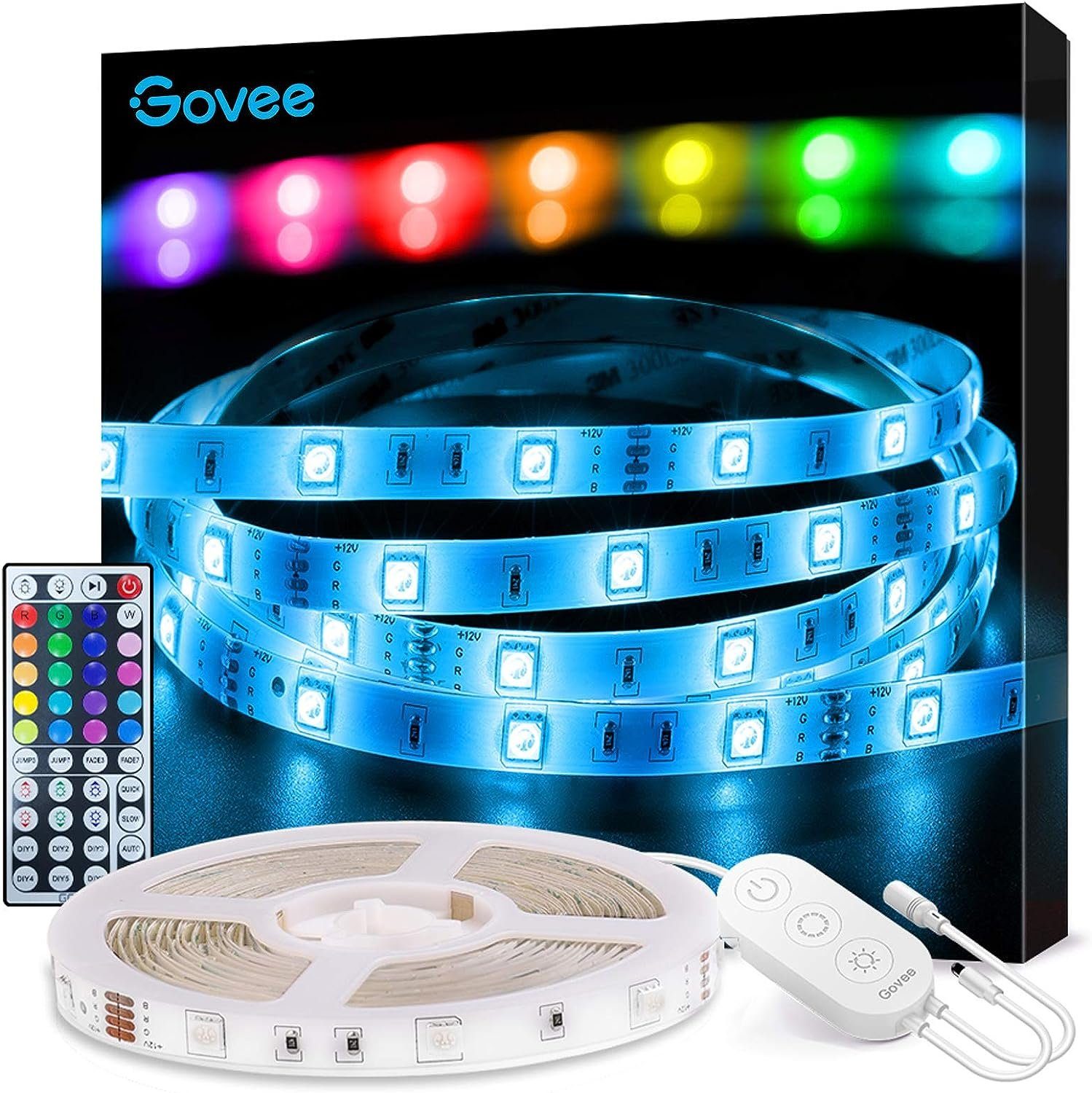 Govee LED Stripe Govee LED Strip 5m RGB LED Streifen, Farbwechsel Band IR  Fernbedienung