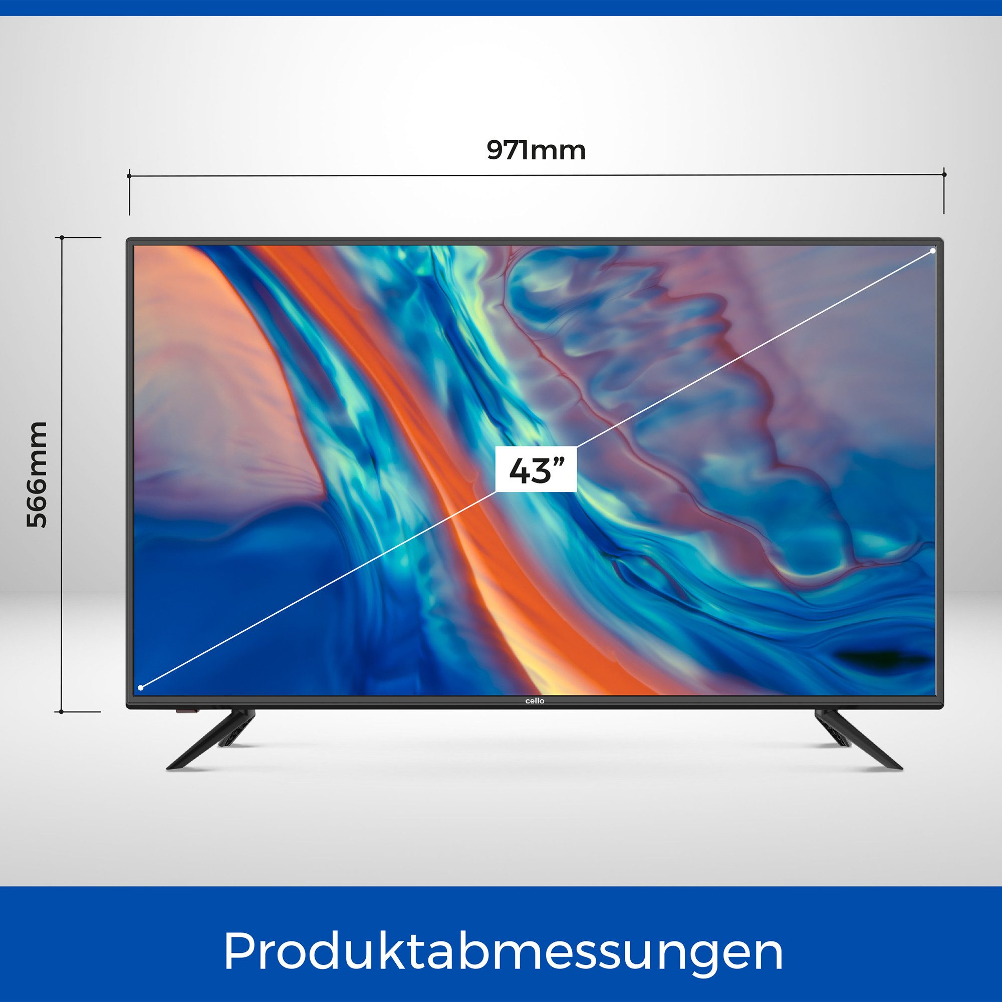 Cello C4320DVB LED-Fernseher (109 cm/43 Zoll, Full HD, Triple‑Tuner DVB‑T2/C/S2, 3× HDMI & USB‑Recording (PVR)