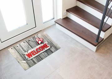Fußmatte Welcome-Holz, my home, rechteckig, Höhe: 5 mm