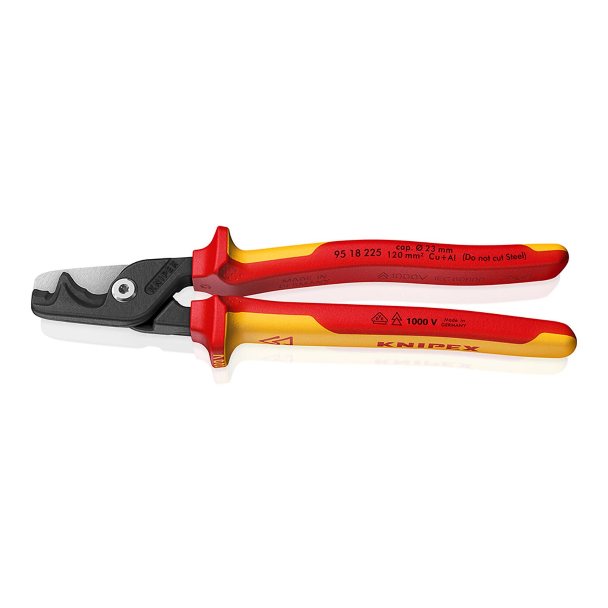 Knipex Kabelschere KNIPEX 95 18 225 StepCut® XL Kabelschere mit Stufenschnitt isolierende