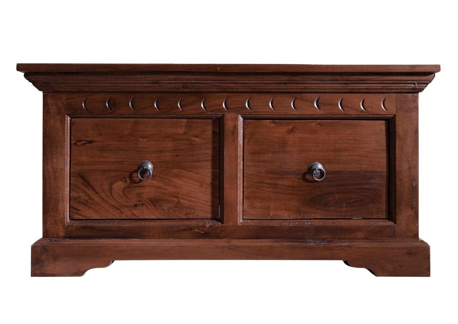 Massivmoebel24 Truhe OXFORD (1 St., Truhe Akazie 90x90x45 nougat lackiert OXFORD #416), Truhe Akazie 90x90x45 nougat lackiert OXFORD #416