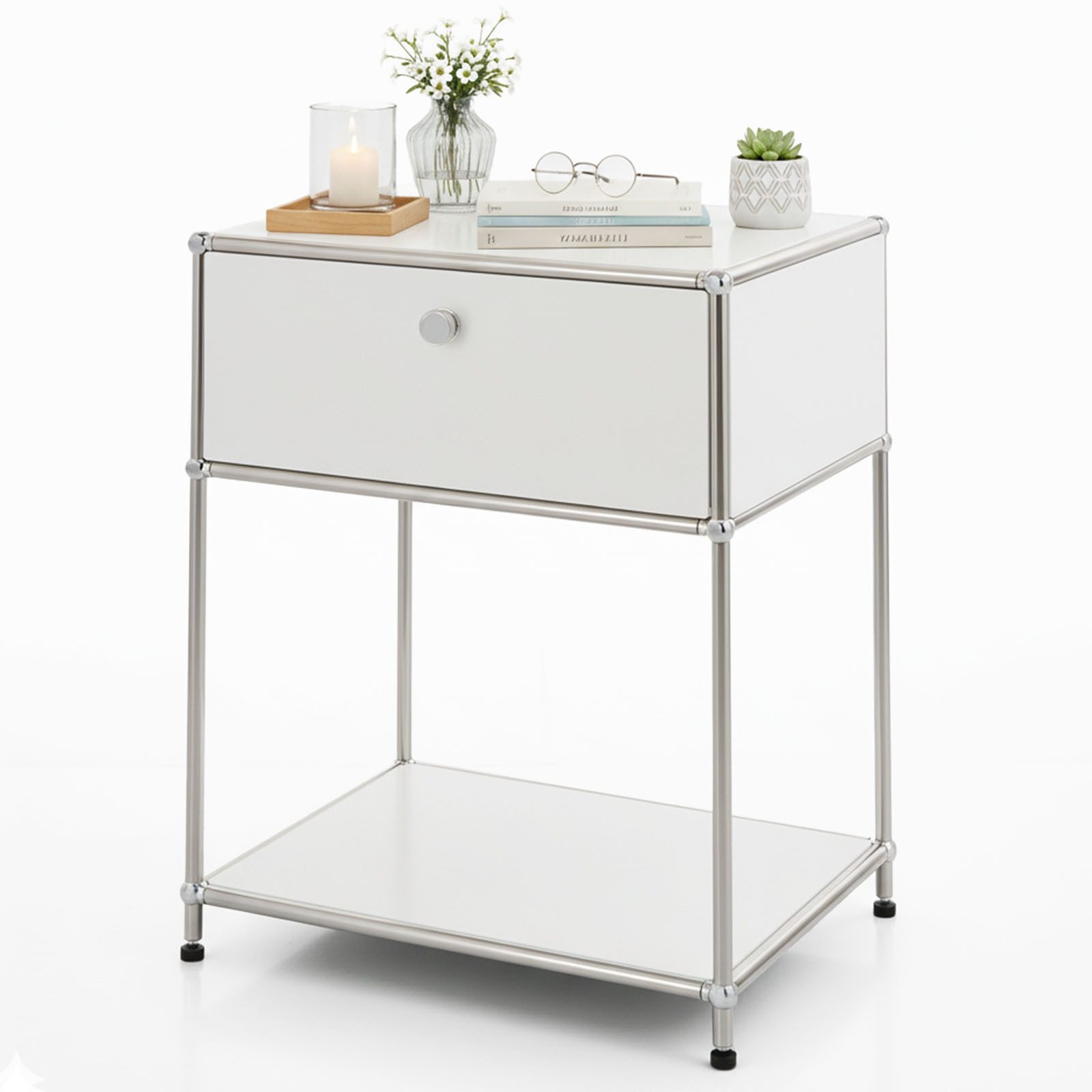 Kubus Standregal Urban Pure MK-139 Beistell Aufbewahrungsregal mit Schublade Ablagen, Kompakte Bauweise; pflegeleichte Oberfläche; höhenverstellbare
