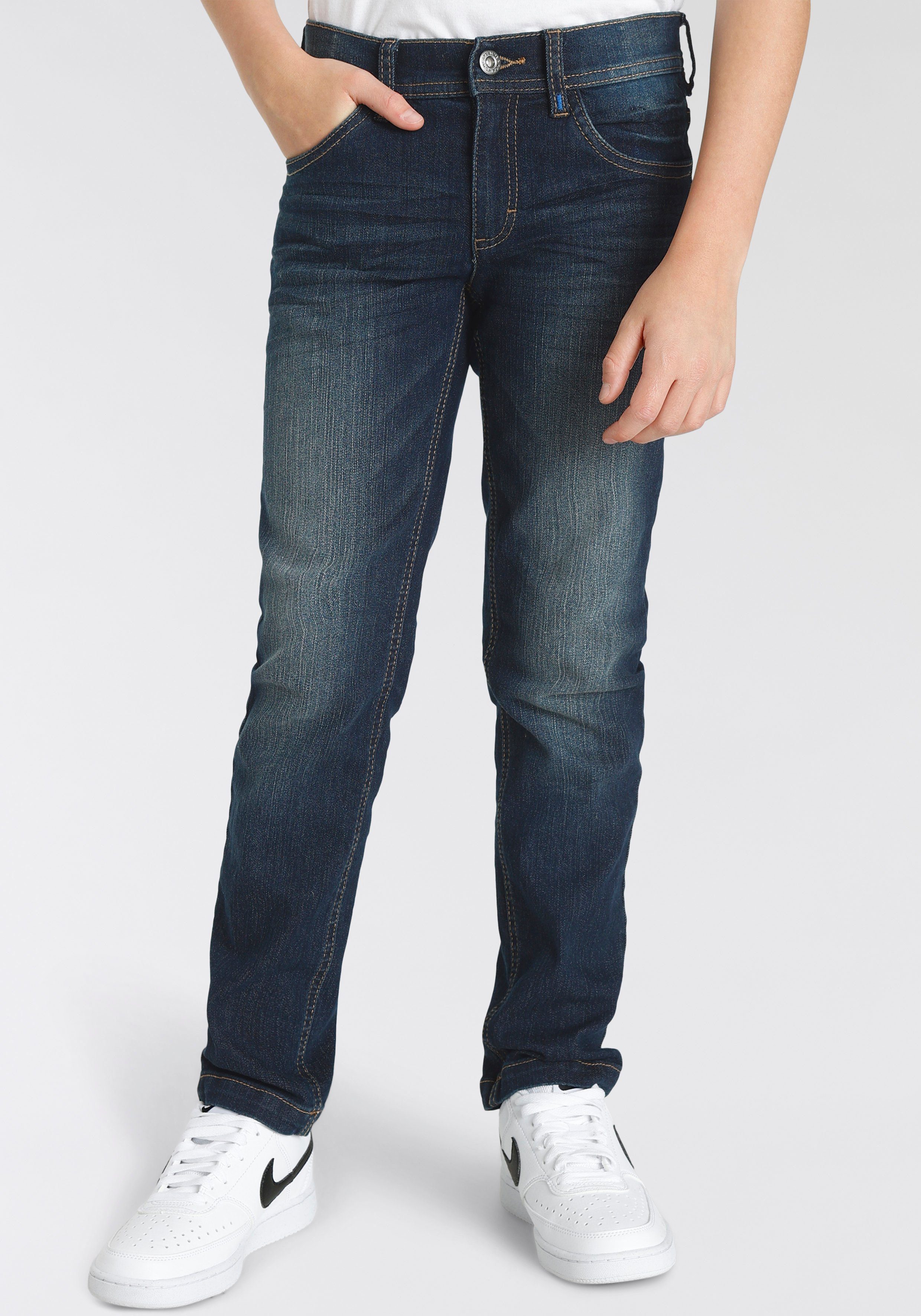 Alife & für mit Logo-Print Kickin Hosenbund, Jungen Straight-Jeans schmale Form im