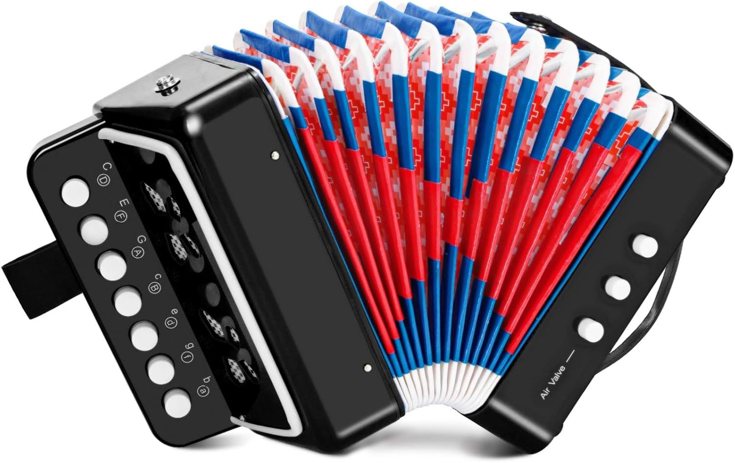 TLGREEN Knopf-Akkordeon Ziehharmonika 10 Tasten (10 tasten kinder akkordeon für Anfänger, 17 Tasten 8 Bässe Akkordeon Kinder), Musikinstrument