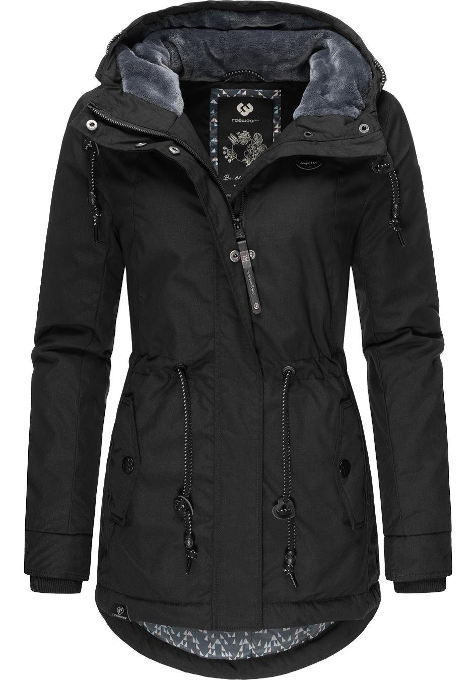 für Winterparka Black stylischer Winterjacke Label anthra Jahreszeit die kalte Ragwear Monadis