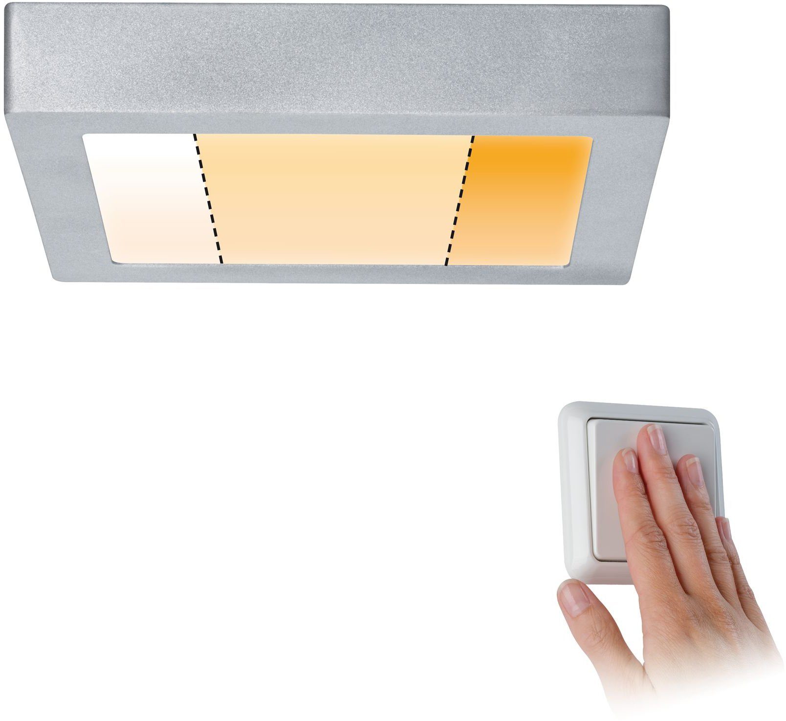 Paulmann LED Deckenleuchte Carpo, Dimmfunktion, Memoryfunktion, mehrere  Helligkeitsstufen, LED fest integriert, Extra-Warmweiß, Warmweiß, LED-Modul,  LED Deckenlampe, Gleichmäßiges Raumlicht auf Basis modernster LED-Technik