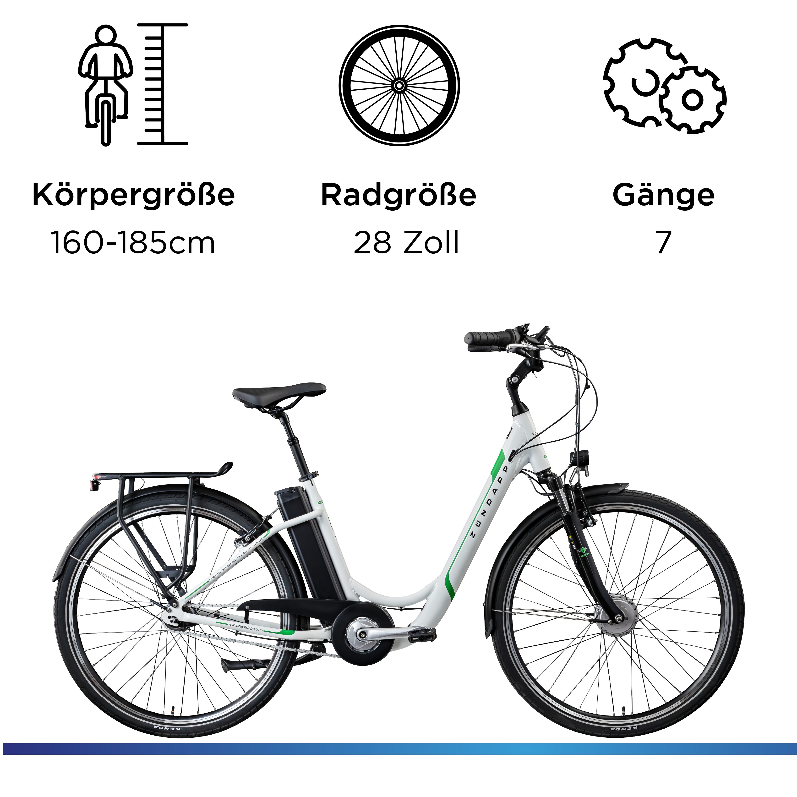 Zündapp E-Bike Cityrad Z517, 7 Gang Shimano, Nabenschaltung, Frontmotor, 531 Wh, Pedelec, Elektrofahrrad für Damen u. Herren – Bild 4 von 5
