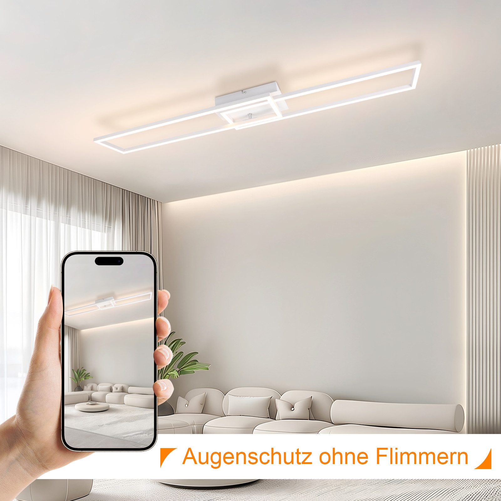 ZMH LED Deckenleuchte Wohnzimmer 2 Rahmen Modern 3000K Schwarz/Weiß 32W Dec günstig online kaufen