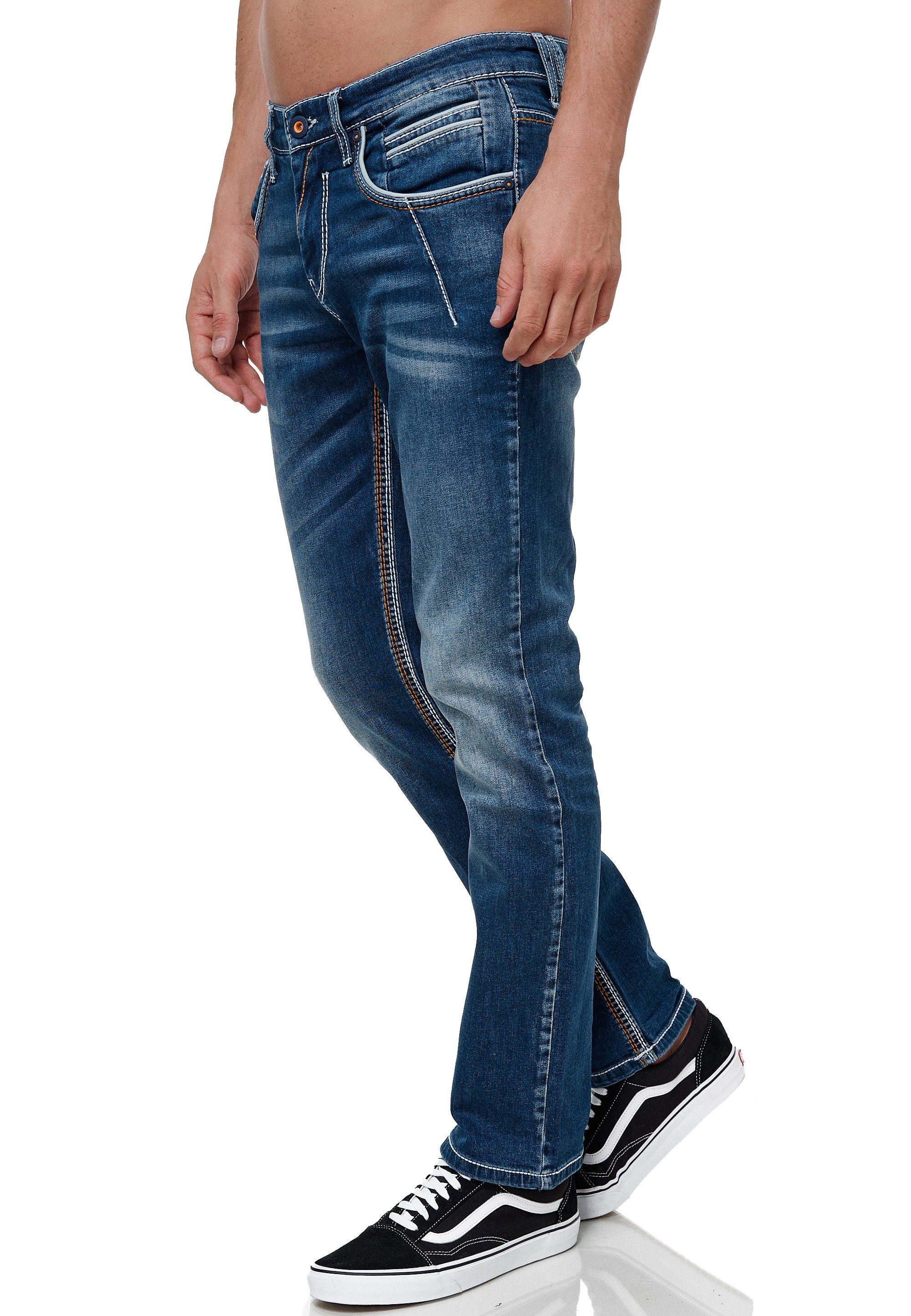 49 YORK mit trendigen Straight-Jeans Rusty NEW Ziernähten Neal