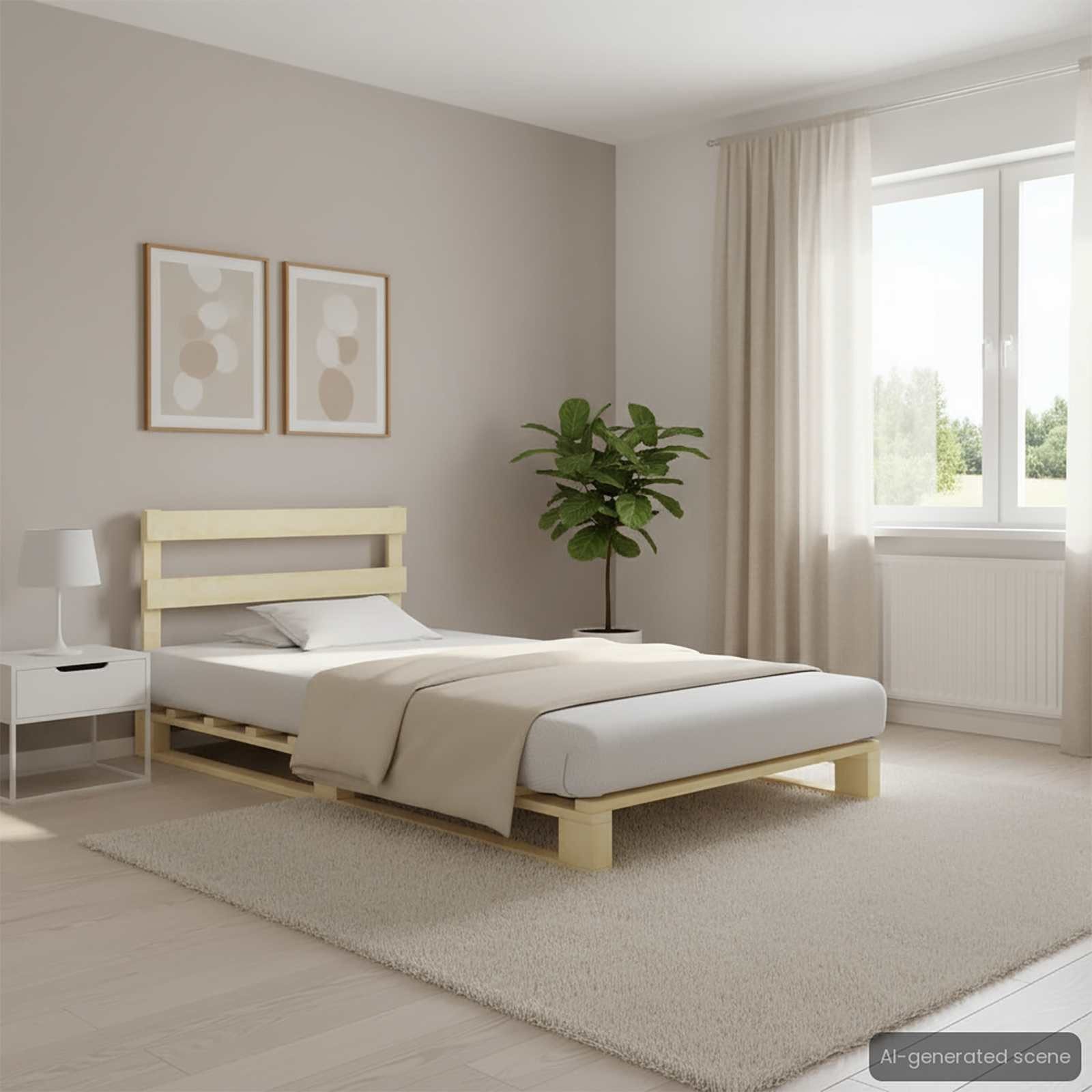 furnicato Bettgestell Paletten-Bettrahmen Naturholz 200 x 90 x 65 cm in Natur (1-tlg), Robustes Bettgestell mit stabilen Lamellen für das Schlafzimmer