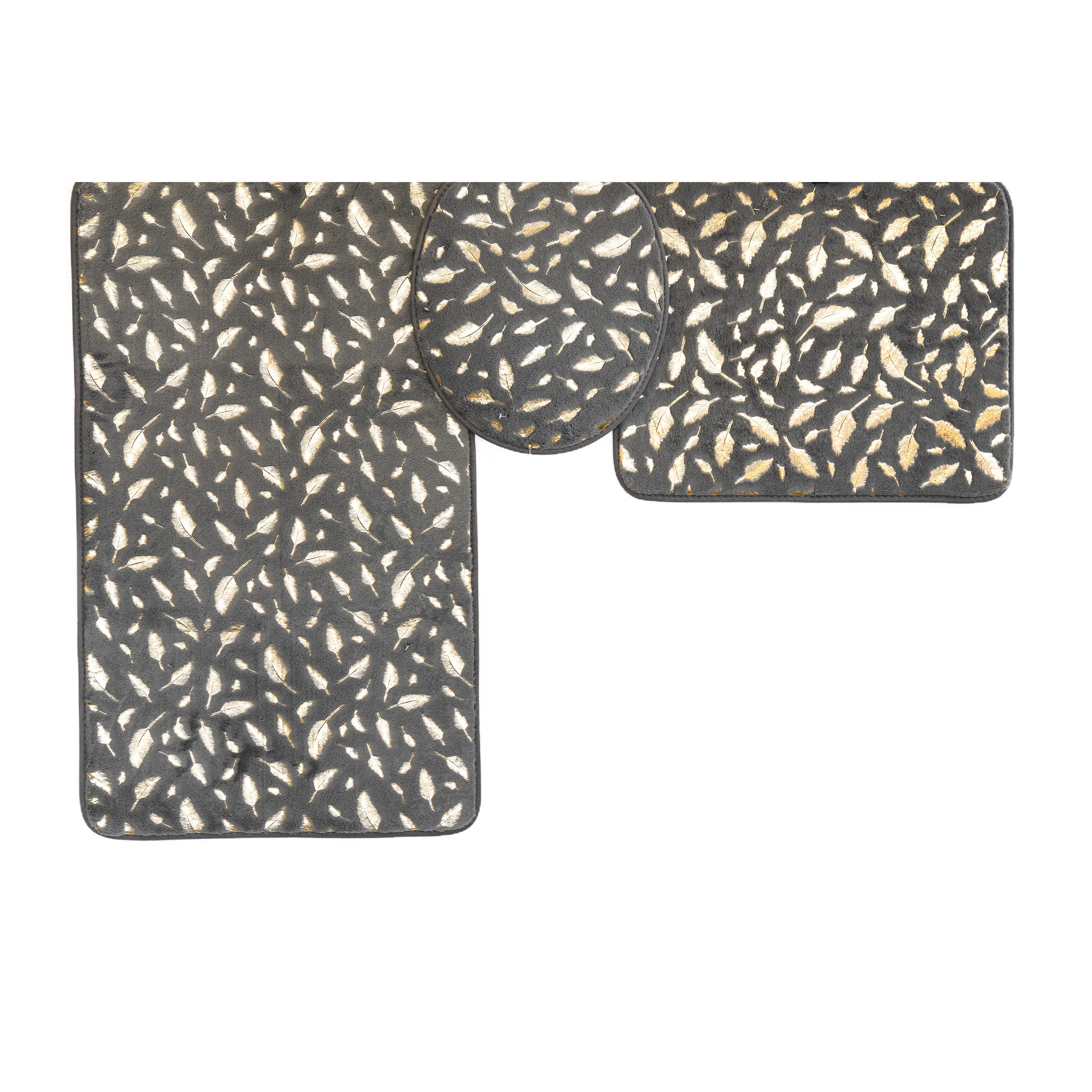 Almina Badematte Harmonie 3 Teiliges Bademattenset Rutschfest und Waschbar günstig online kaufen