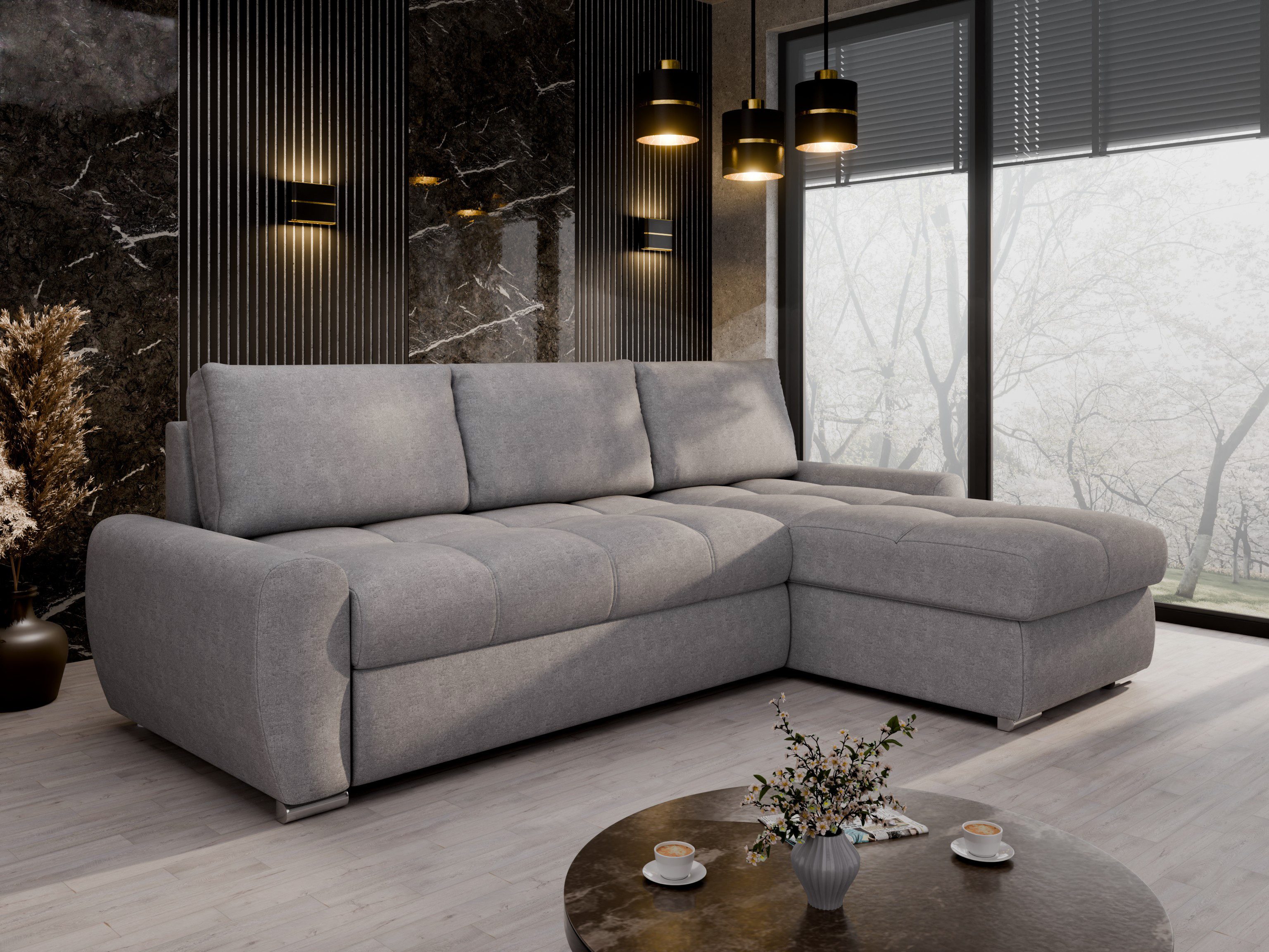 PANDA MÖBEL GmbH Ecksofa Ecksofa LUNAR Schlafsofa mit Bettkasten