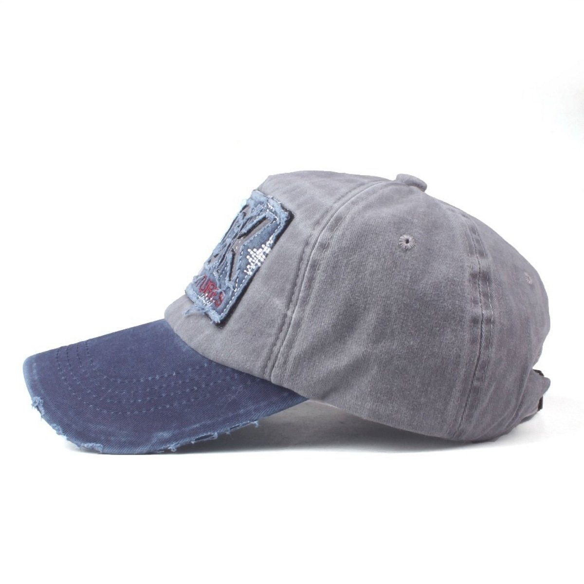 Sporty Baseball Cap Rock blau Belüftungslöchern Look College Cap Vintage Used mit Basecap Kappe