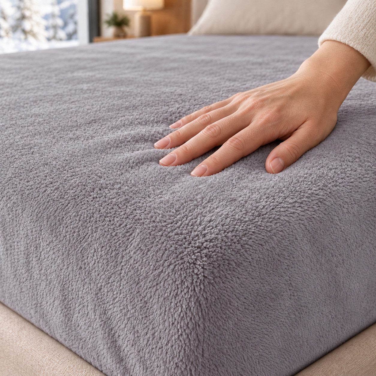 One Home Spannbettlaken Winter Cashmere Touch, Fleece, Gummizug: rundum, (1 Stück), flauschig weich warmes Teddy Plüsch – Bild 3 von 5