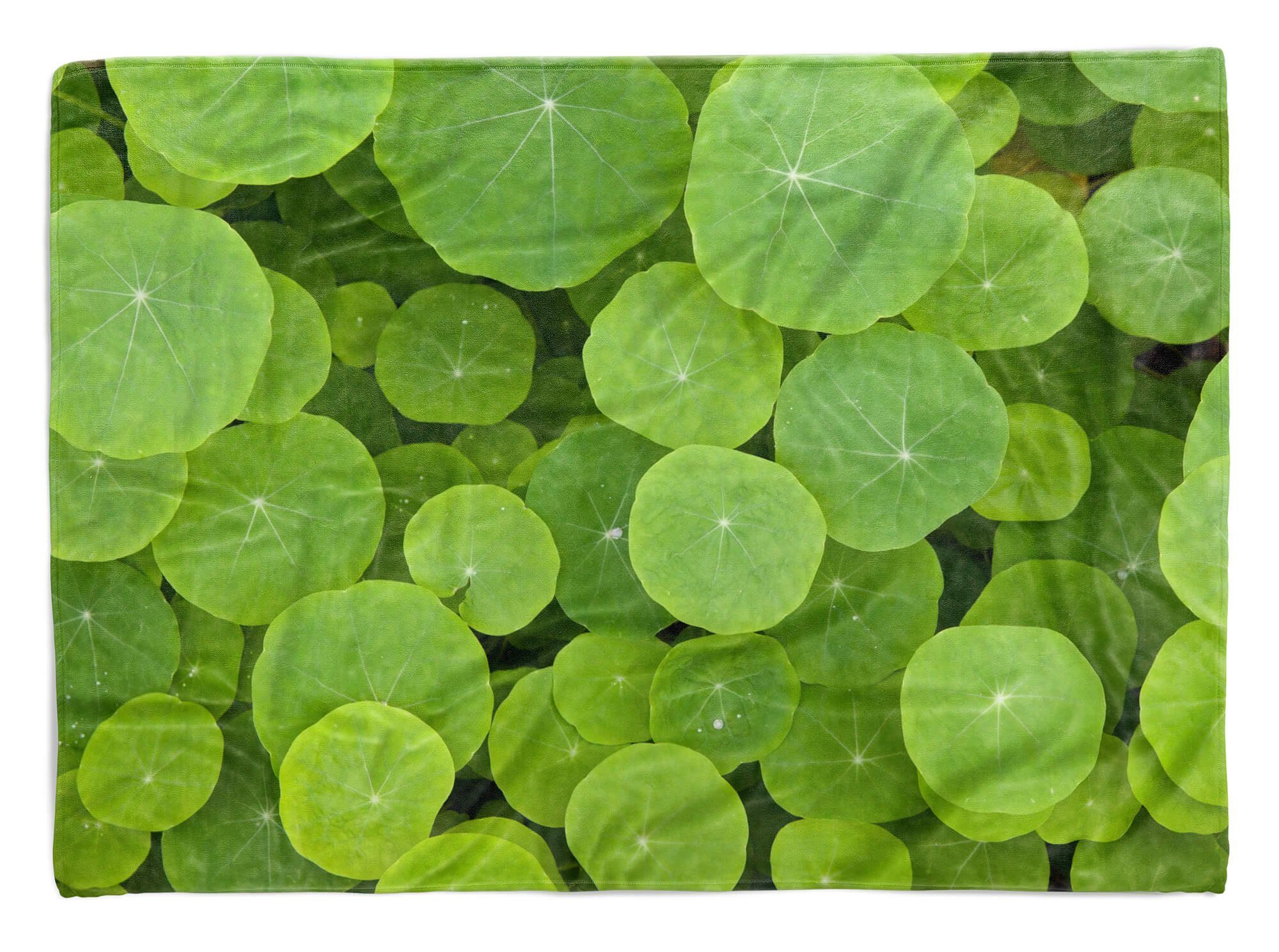 Sinus Art Handtücher Handtuch Strandhandtuch Saunatuch Kuscheldecke mit Fotomotiv Grüne Blätter Natu, Baumwolle-Polyester-Mix (1-St), Handtuch