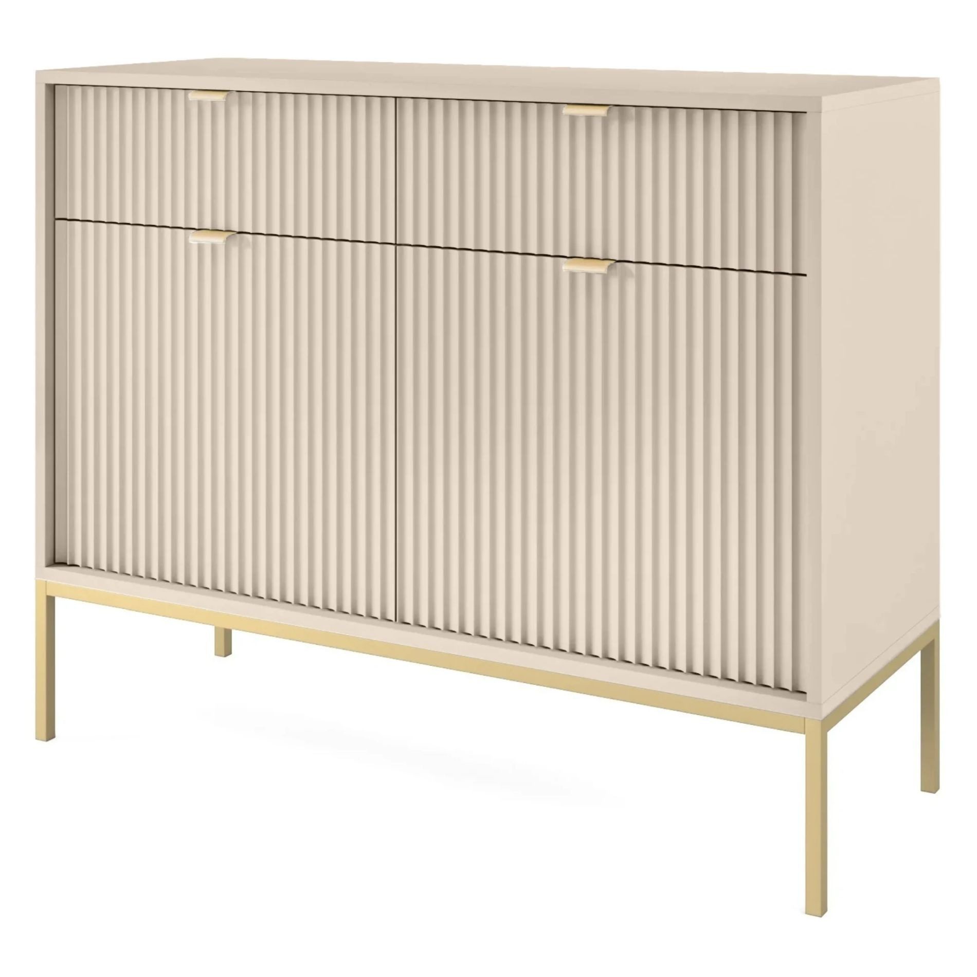 Selsey Sideboard VELLORE, 3-türig mit geriffelten Fronten und schwarzem Ges günstig online kaufen