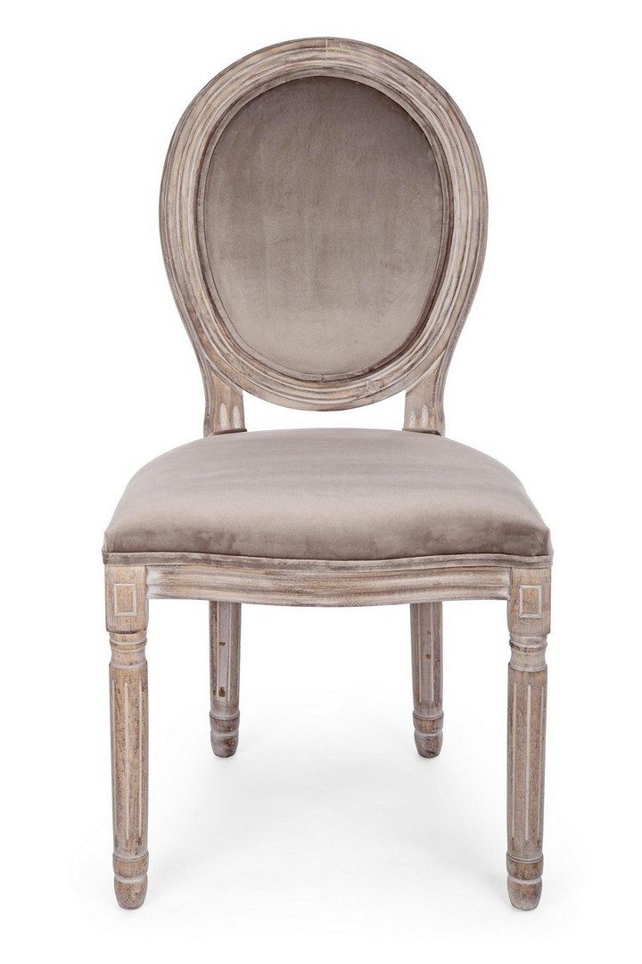 Esszimmerstuhl 2er Set Stühle Mathilde 48 x 46 x 96 cm Birkenholz und Polyester Taupe