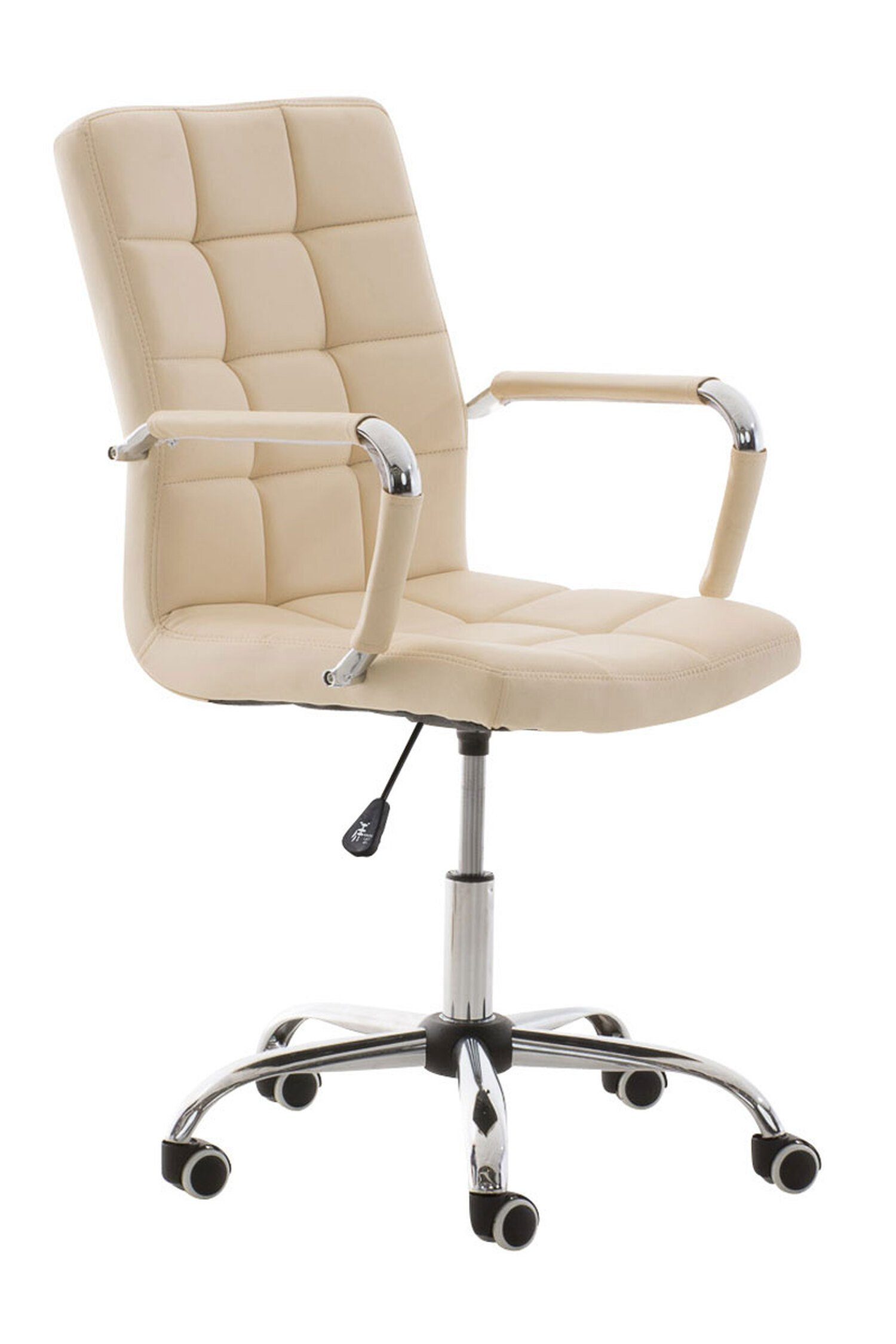 Gestell: TPFLiving Sitzfläche: Kunstleder Deal Konferenzstuhl, Metall - mit bequemer Rückenlehne (Schreibtischstuhl, creme V2 chrom Drehstuhl, Chefsessel), Bürostuhl