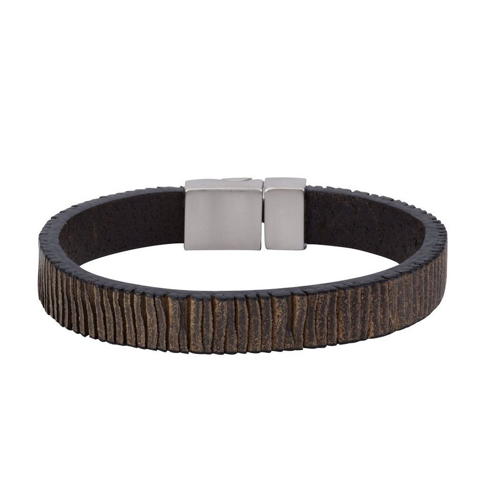 NOX Armband Leder schwarz Edelstahl, Das ideale Geschenk für Ehemann oder  Freund