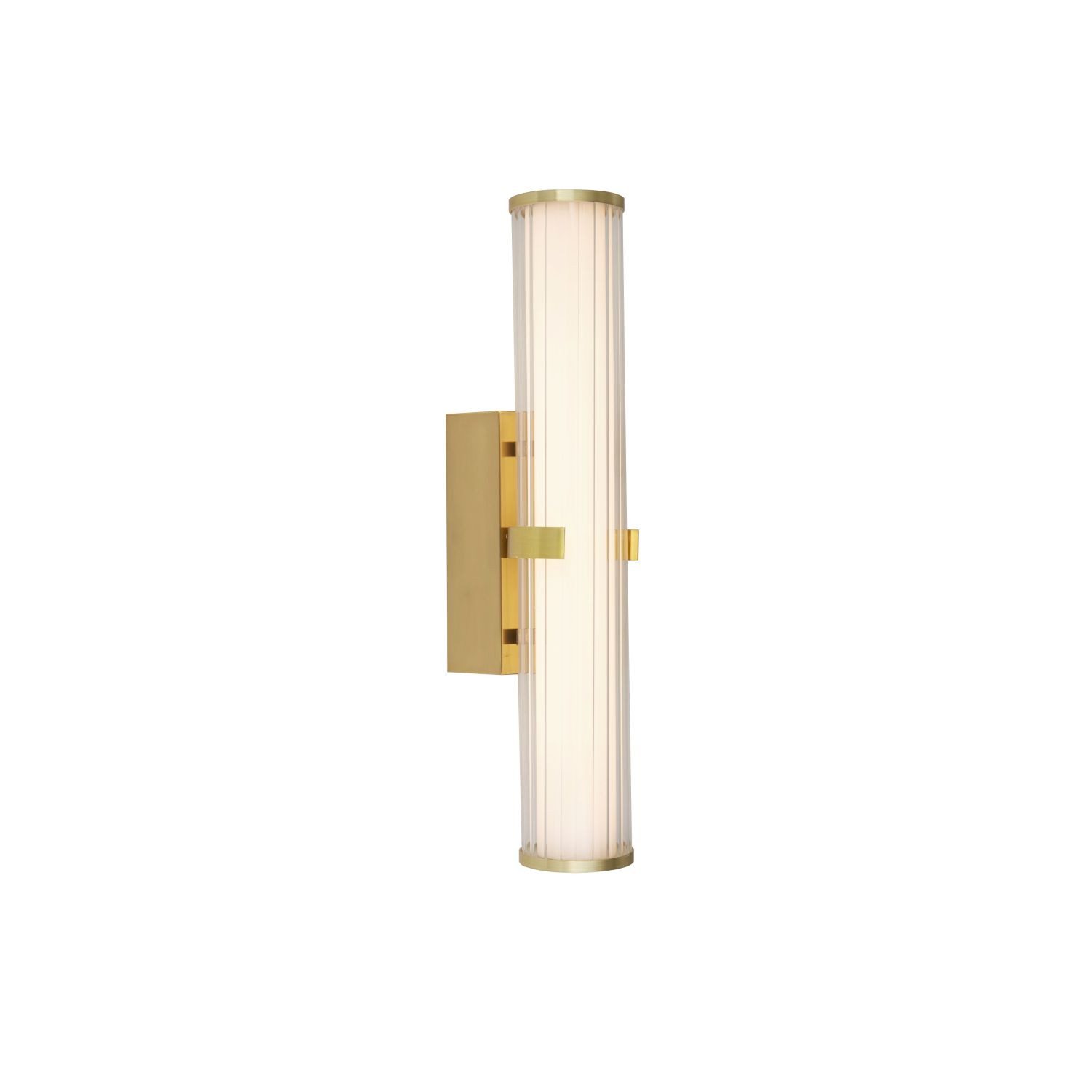 Licht-Erlebnisse Wandleuchte KIERA, LED, Warmweiß, LED IP44 mit Dimmer in Gold Klar/Transparent Glas Metall 3000 K