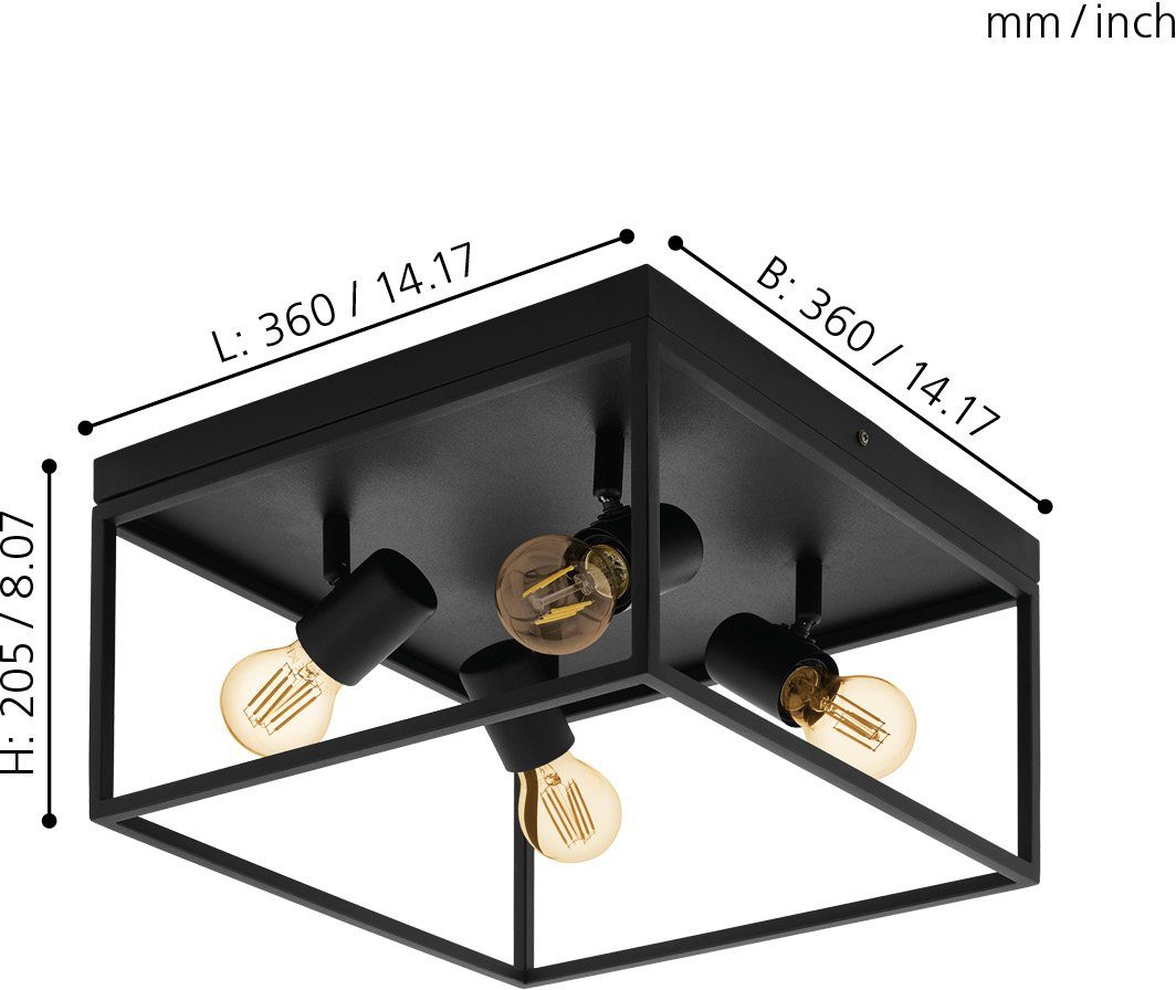 EGLO Deckenleuchte SILENTINA, ohne Leuchtmittel, Deckenlampe, Moderne  Deckenleuchte