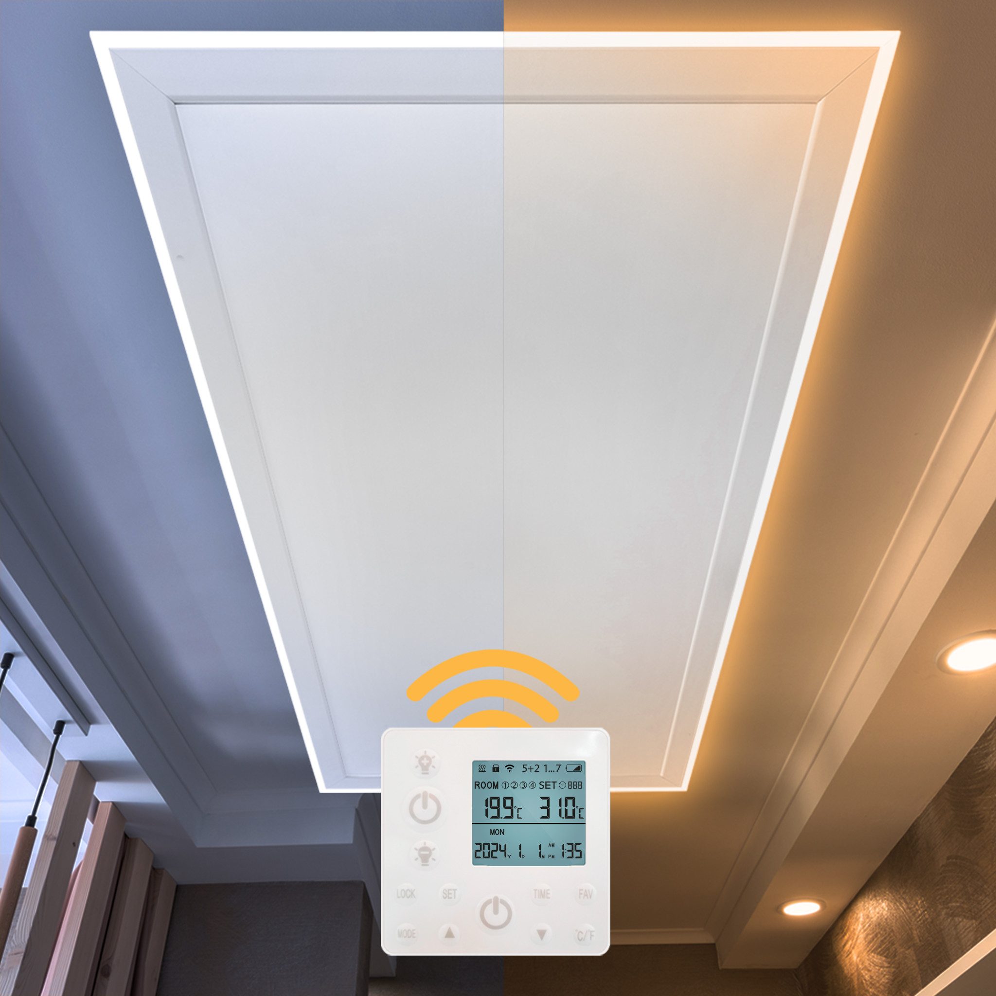 Heidenfeld Infrarotheizung 390 - 800 W Decken Elektroheizung HF-HP500 - 10 J. Garantie