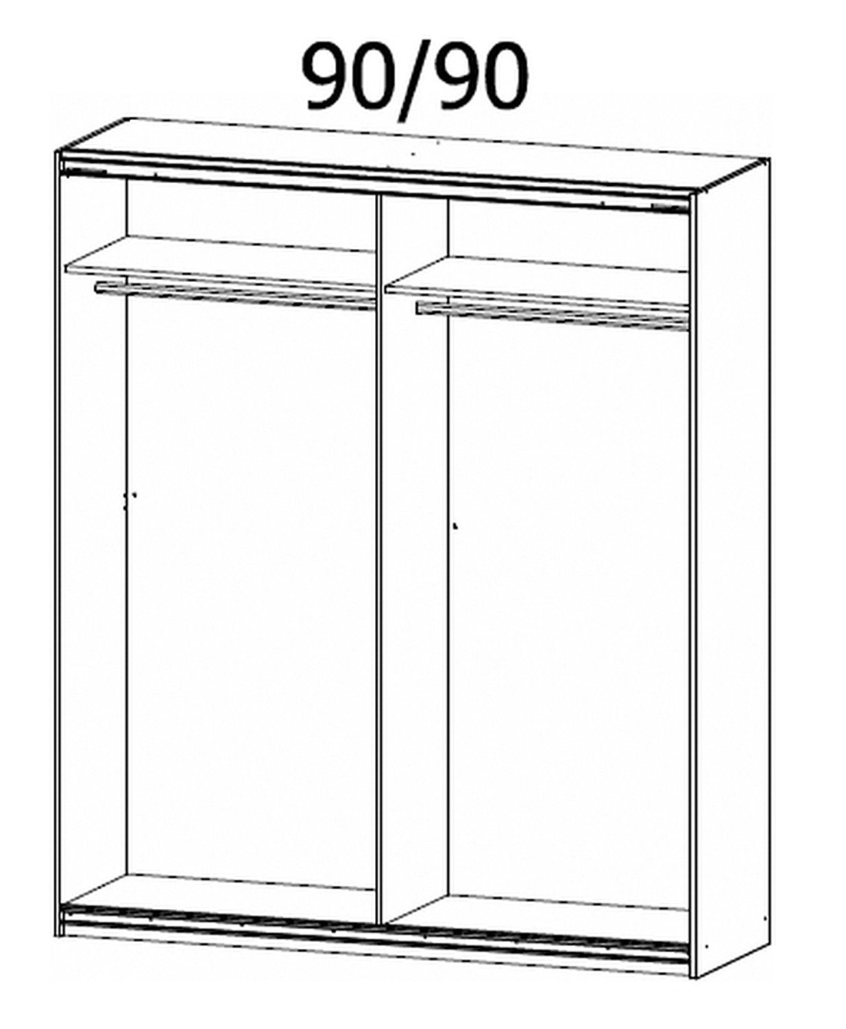 210 cm 181 B x Schwebetürenschrank QUADRA, cm Alpinweiß, rauch H