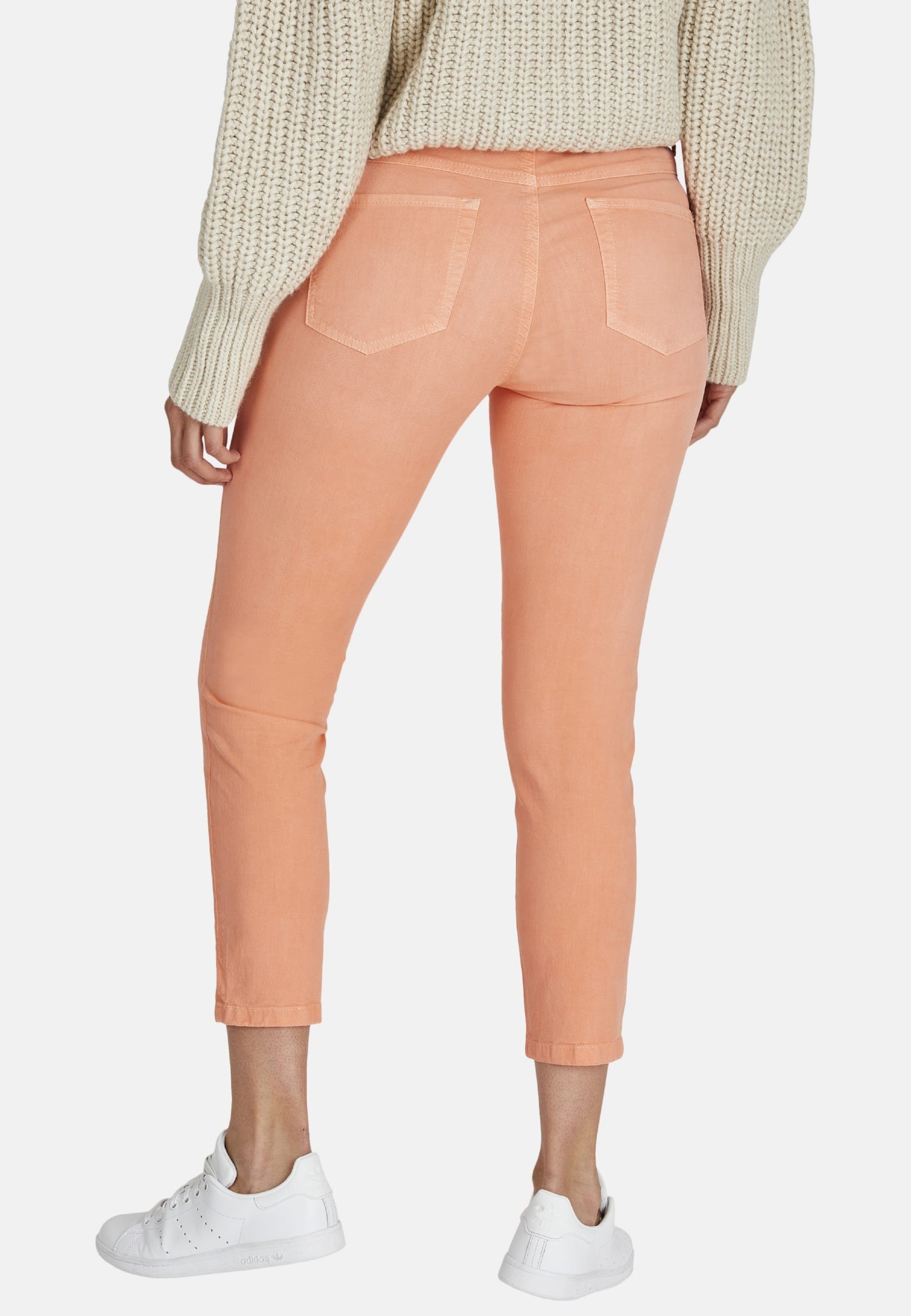 ANGELS 7/8-Jeans Jeans Label-Applikationen Stoff orange unifarbenem Ornella mit Button mit