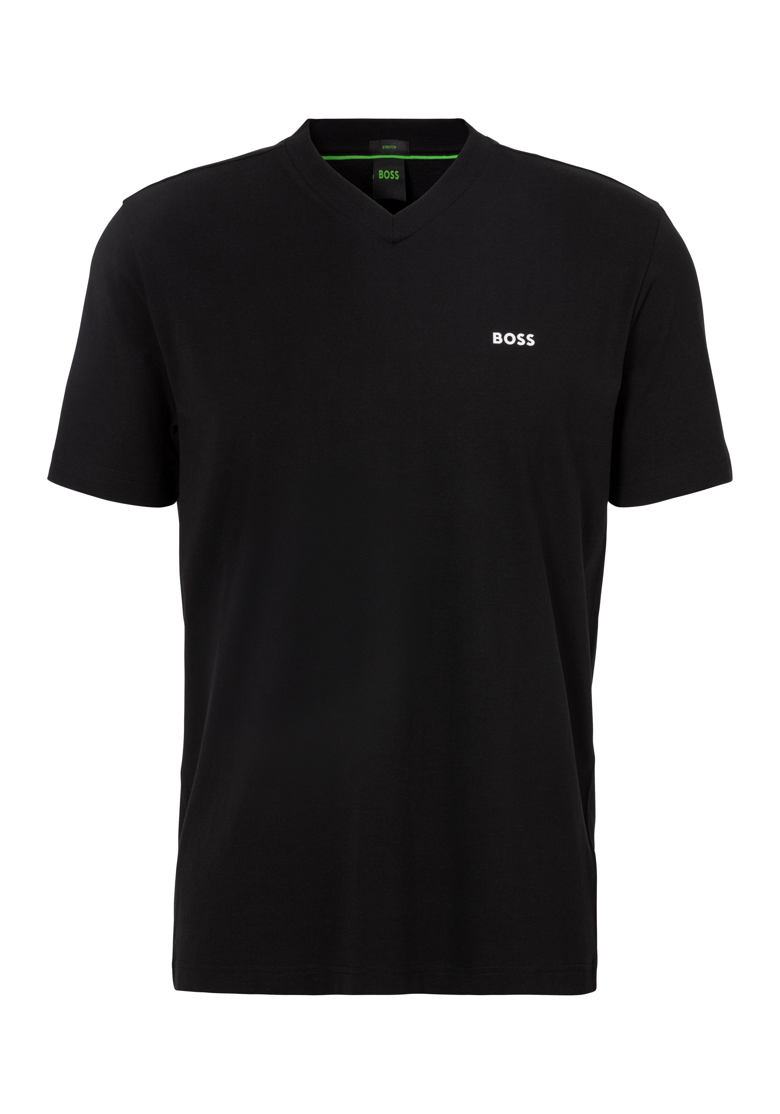 BOSS GREEN T-Shirt Tee V Regular Fit Stretch Jersey Cotton, Logo on Chest, V Ausschnitt – Bild 5 von 5