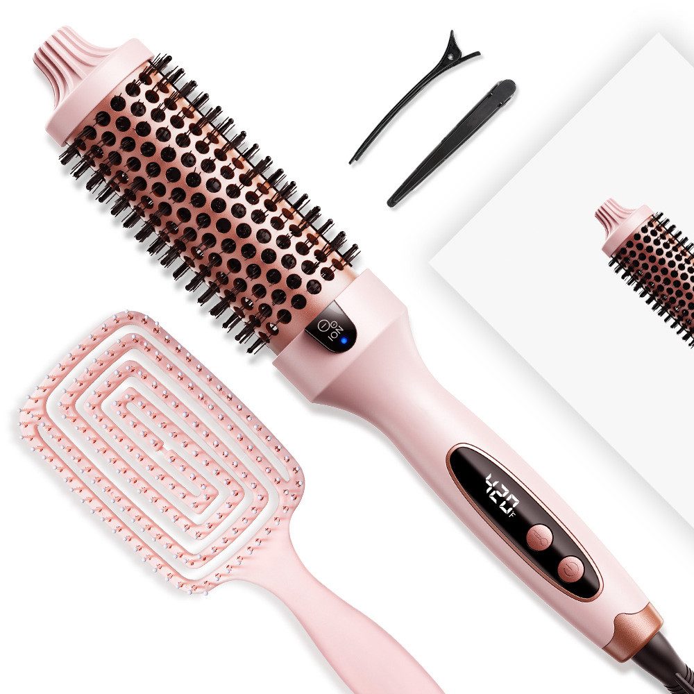 TUWENA Lockenstab Thermobürste, Thermal Brush Blowout Boost 38mm Lonische Lockenbürste, Macht Haar Glatt und Glänzend, 5 Temperaturstufen, Blowout Express