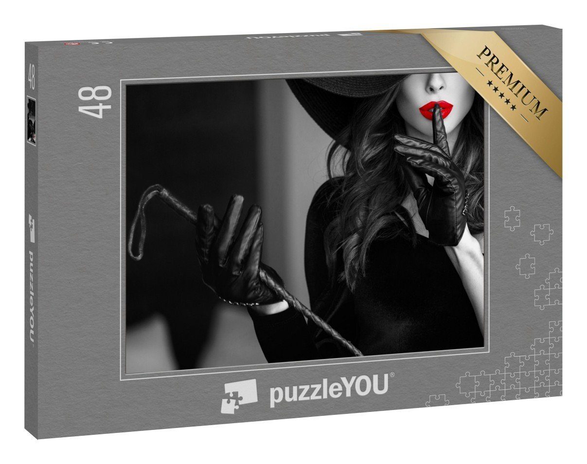 puzzleYOU Puzzle »Sexy dominante Frau mit Hut und Peitsche«, 48  Puzzleteile, puzzleYOU-Kollektionen Erotik