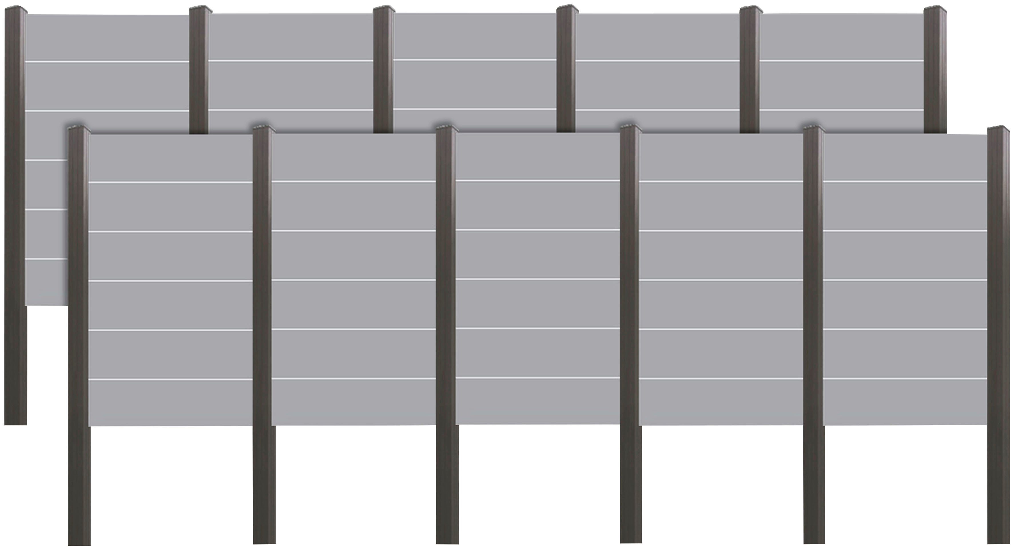 Tetzner & Jentzsch Sichtschutzelement ROUNDROCK 8, (Set), Satiniertes Glas in Aluminiumpfosten