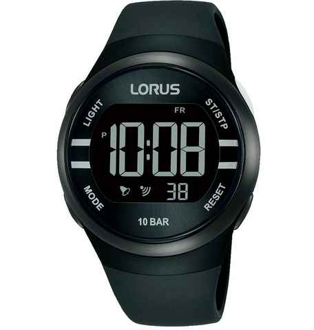LORUS Chronograph Lorus Digital Chrono, R2333NX9, Armbanduhr, Quarzuhr, Damenuhr, Stoppfunktion, digitale Anzeige, Datum
