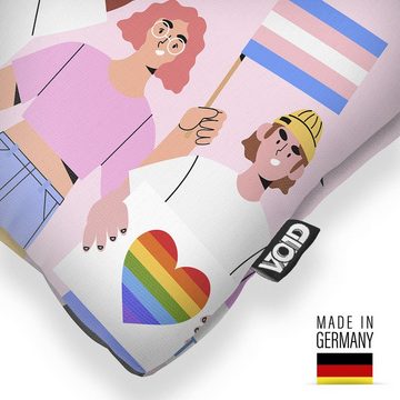 Kissenbezug, VOID (1 Stück), Pride LGBTQ Menschen Flaggen Cartoon people of colour Gay pride flag