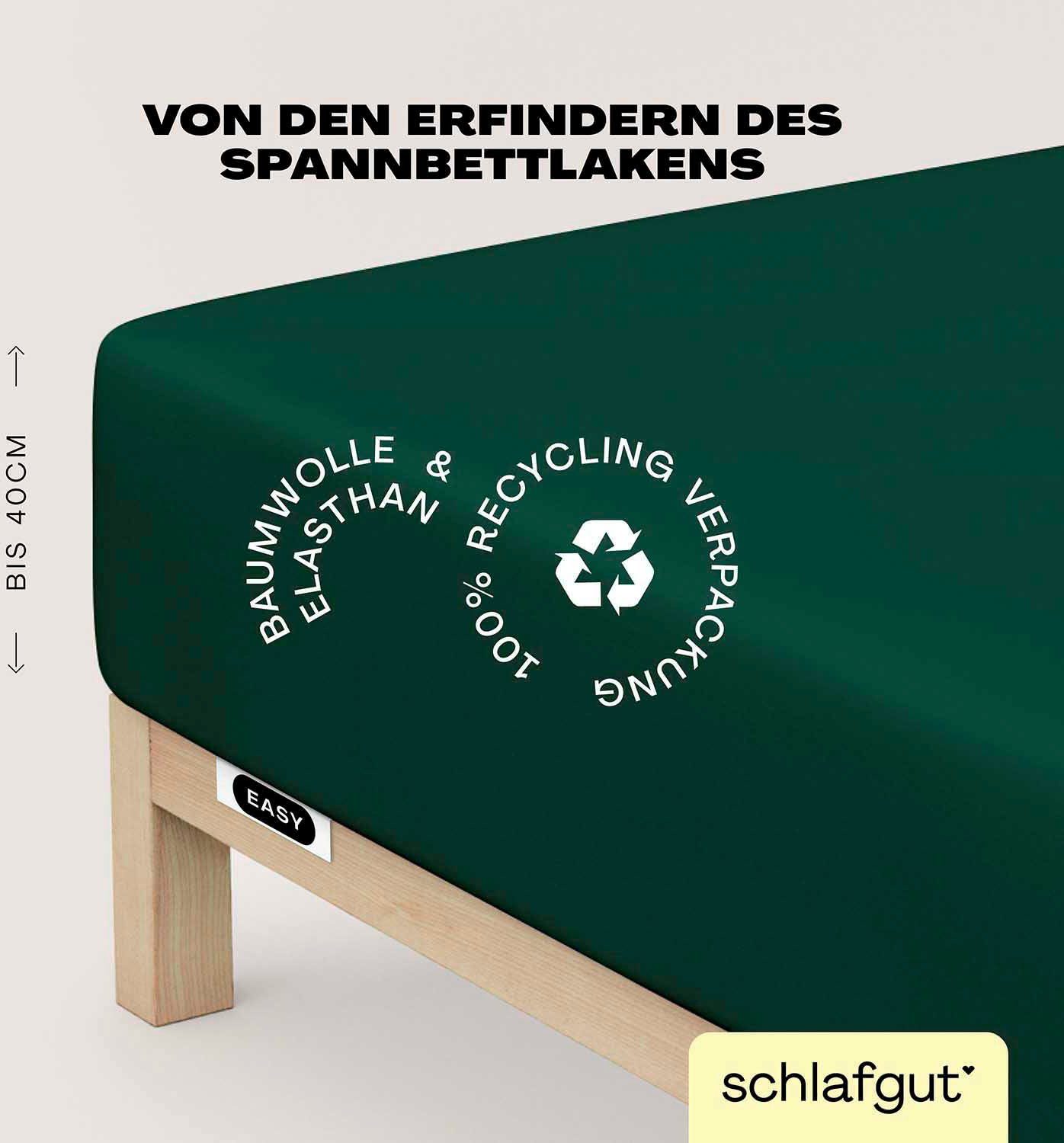Schlafgut Spannbettlaken EASY Jersey Elasthan Boxspring, Jersey, Gummizug: rundum, (1 Stück), MADE IN GREEN by OEKO-TEX®