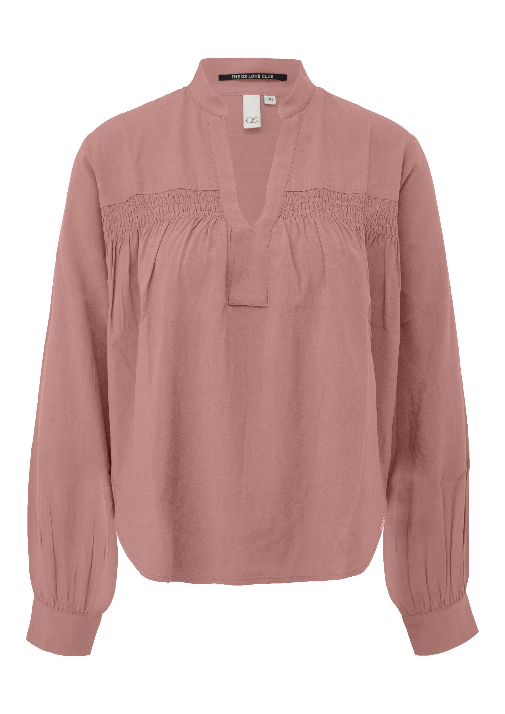 QS Langarmbluse Bluse Feminine Bluse aus Viskose mit Smock-Detail günstig online kaufen