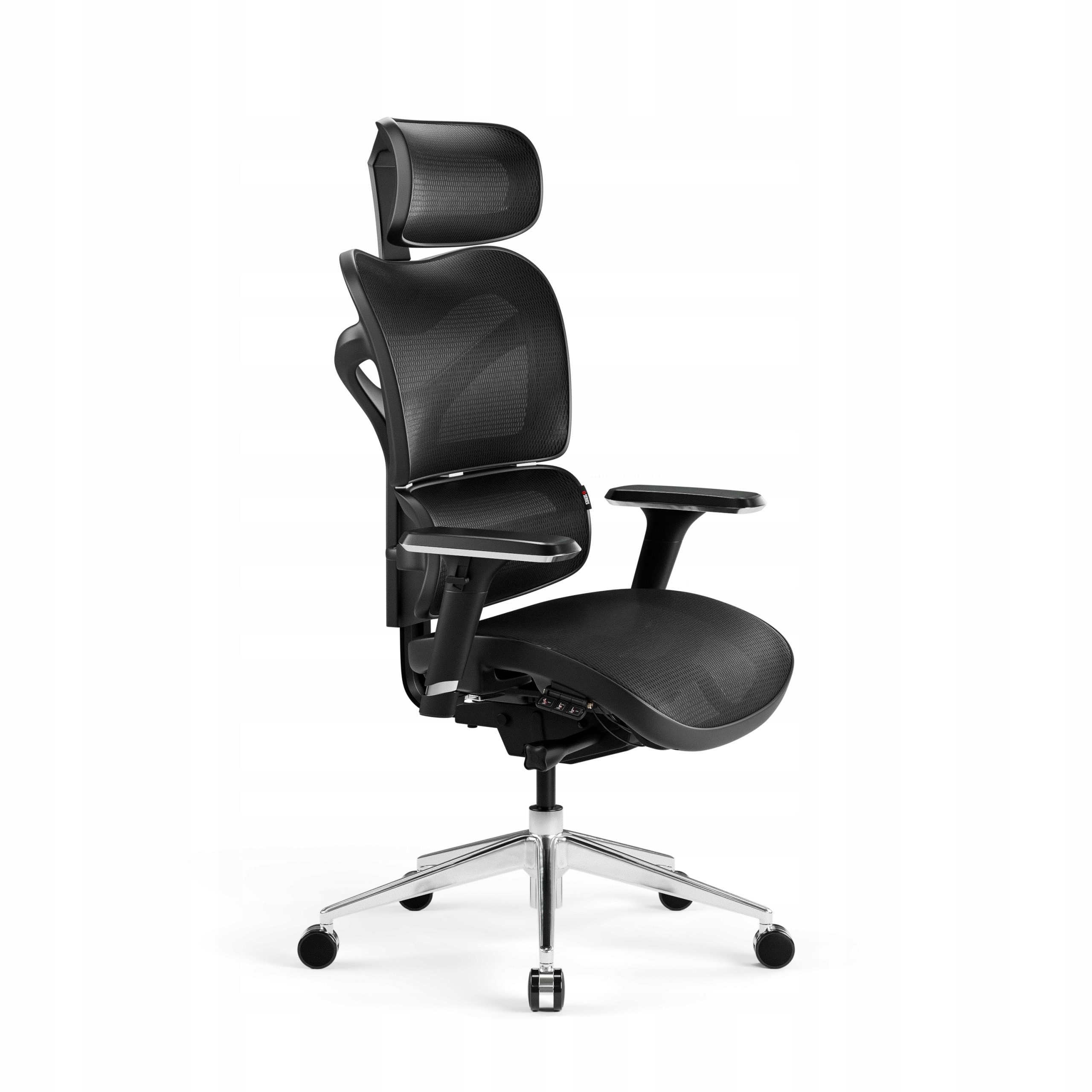 DIABLO CHAIRS Bürostuhl V-Commander Netzstoff ergonomisch Aluminiumbase 140kg (Ergonomischer Chefsessel, Bürostuhl, Netzrücken, PFC 360), Kopfstütze Lendenstütze TiltTech 3D-Armlehnen BACKREST+