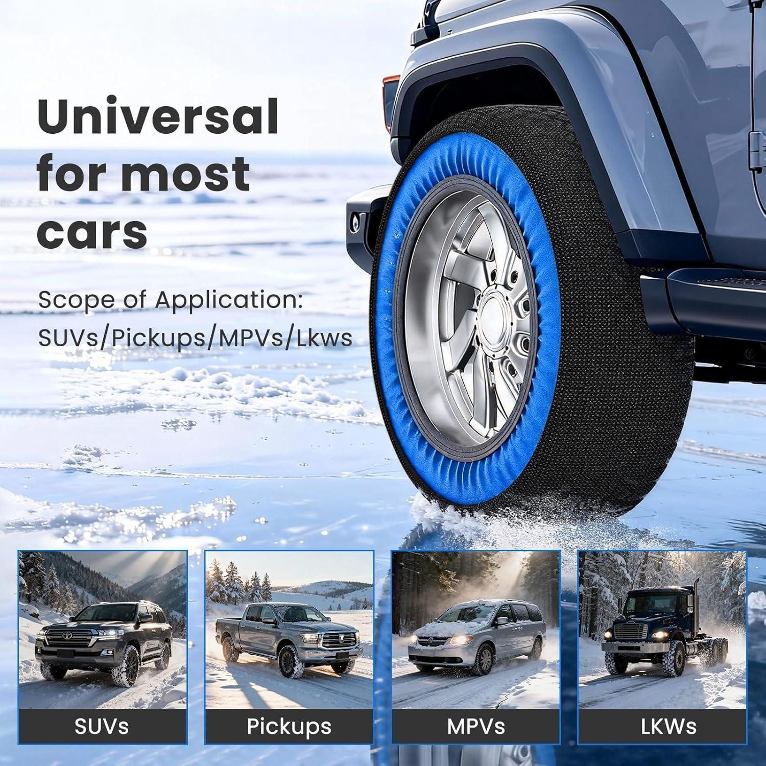 LuxusKollektion Schneeketten Schneesocken Auto Textilschneeketten R14 R24 2er Beutel XXL